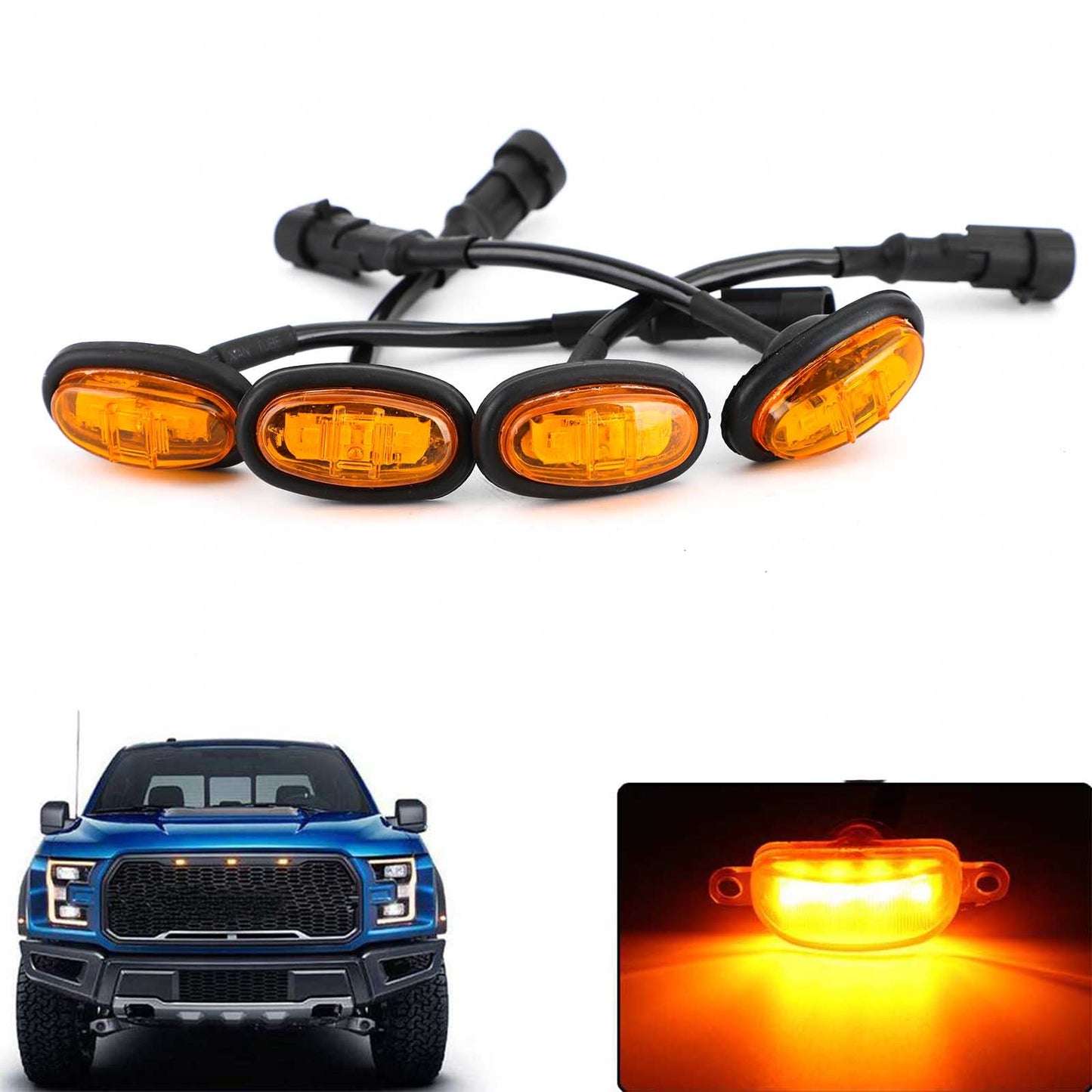 Bapmic Yellow Wheel Fender Signal Led Light Fit For Ford F-150 Raptor 2017-2019