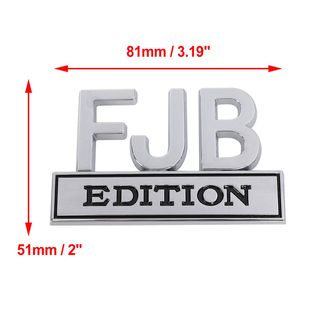2× FJB EDITION 3D Emblem Badge Truck Car Decal Bumper Sticker Sliver & Black