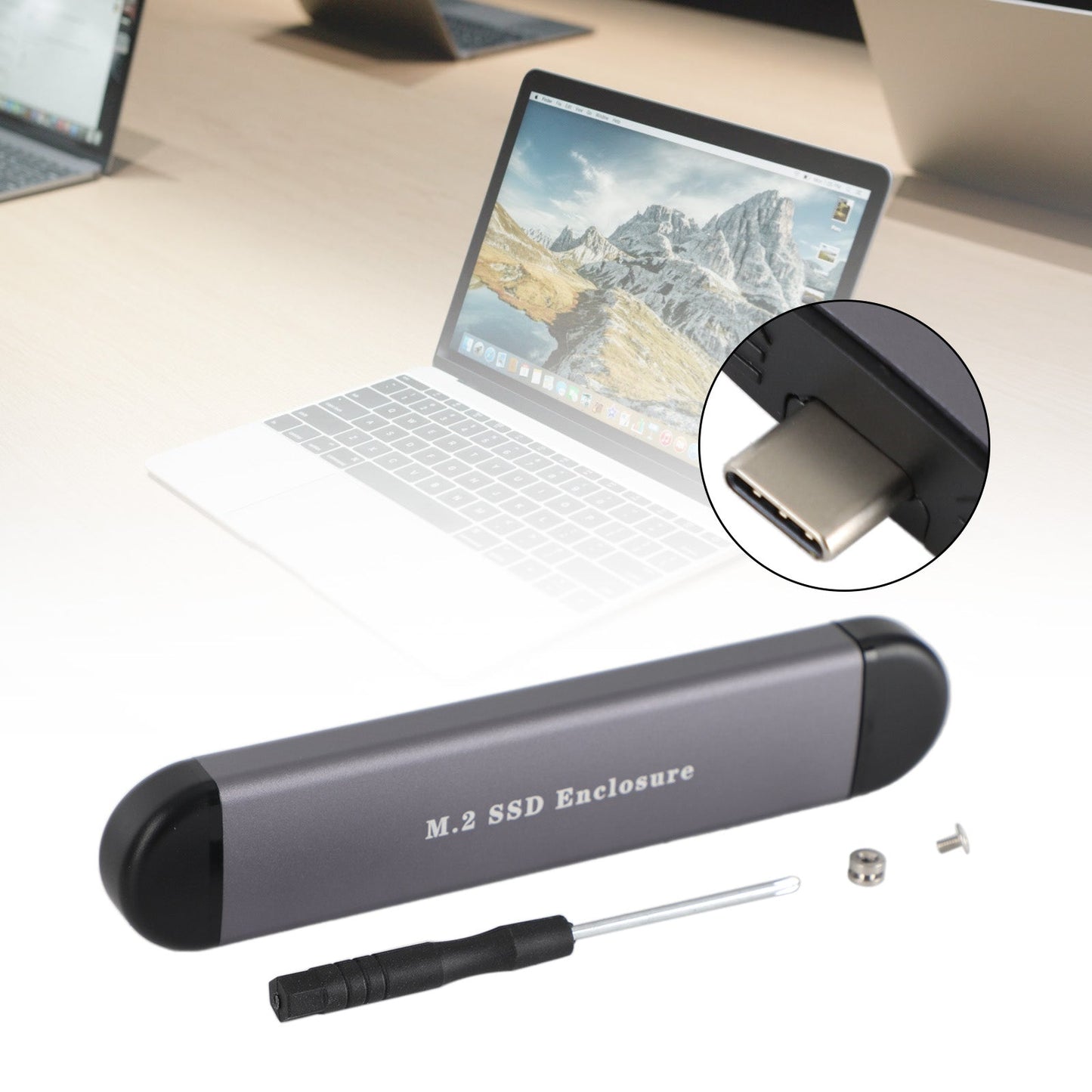 2 in 1 SSD Enclosure Type-C 3.1 Gen2 + USB 3.0 to M.2 NVME/SATA External Box