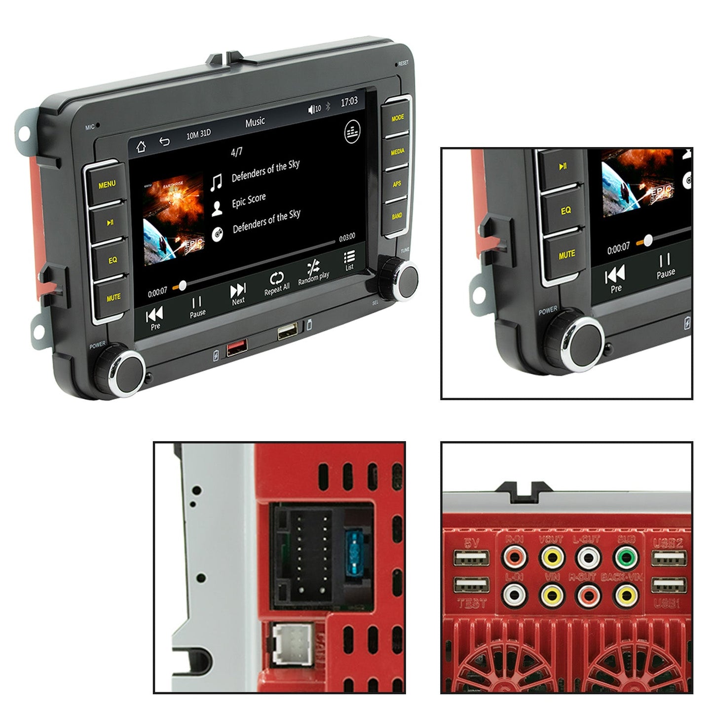 7" Car MP5 Player Volkswagen Car Bluetooth Radio Wireless Carplay + 4 LED Camera