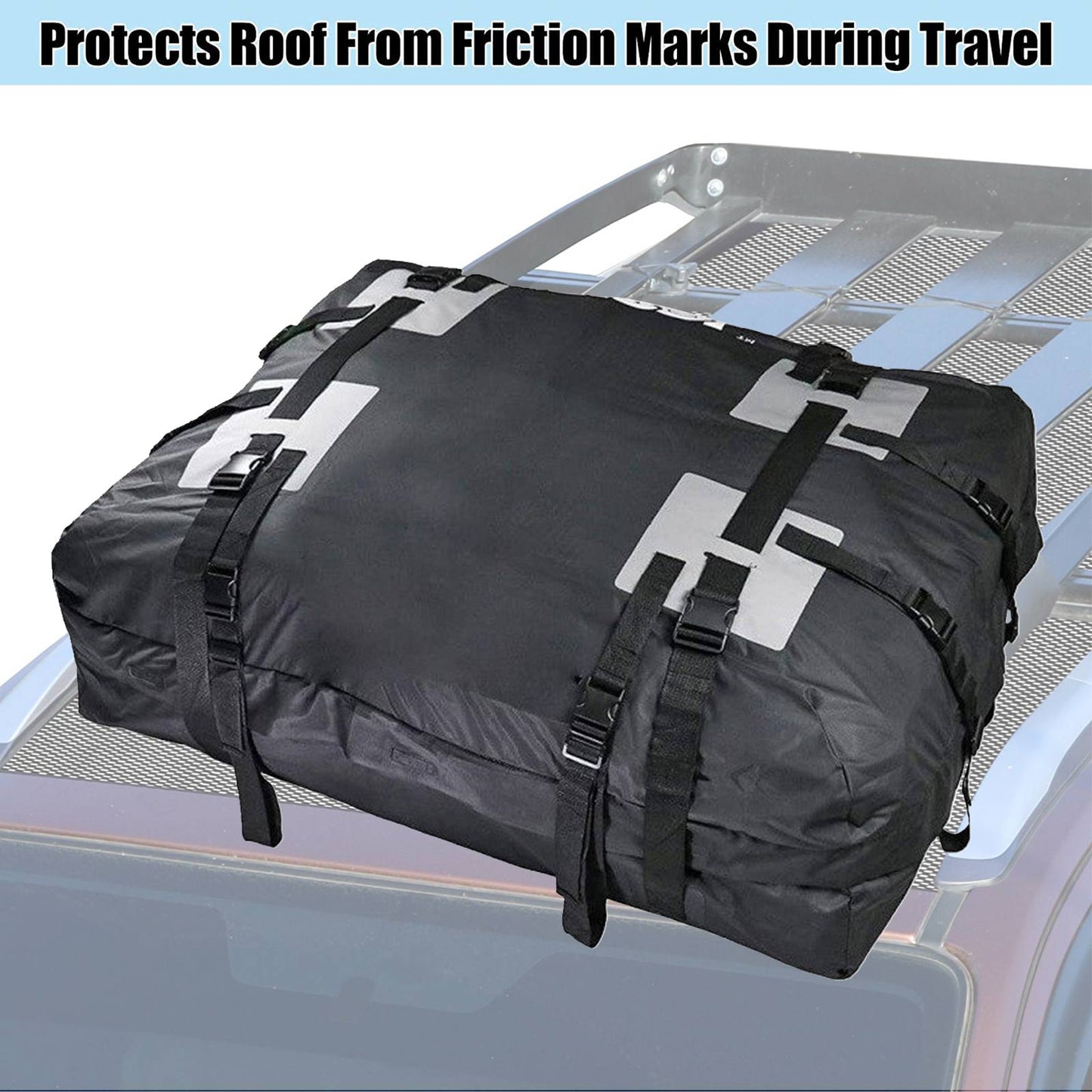 Waterproof Car Roof Top Rack Carrier Cargo Bag Luggage Cube Bag w/ Non-Slip Mat
