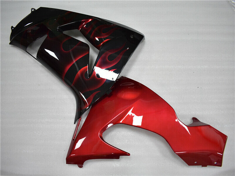 2006-2007 Kawasaki ZX10R Amotopart Injection Fairing Red Flame Kit