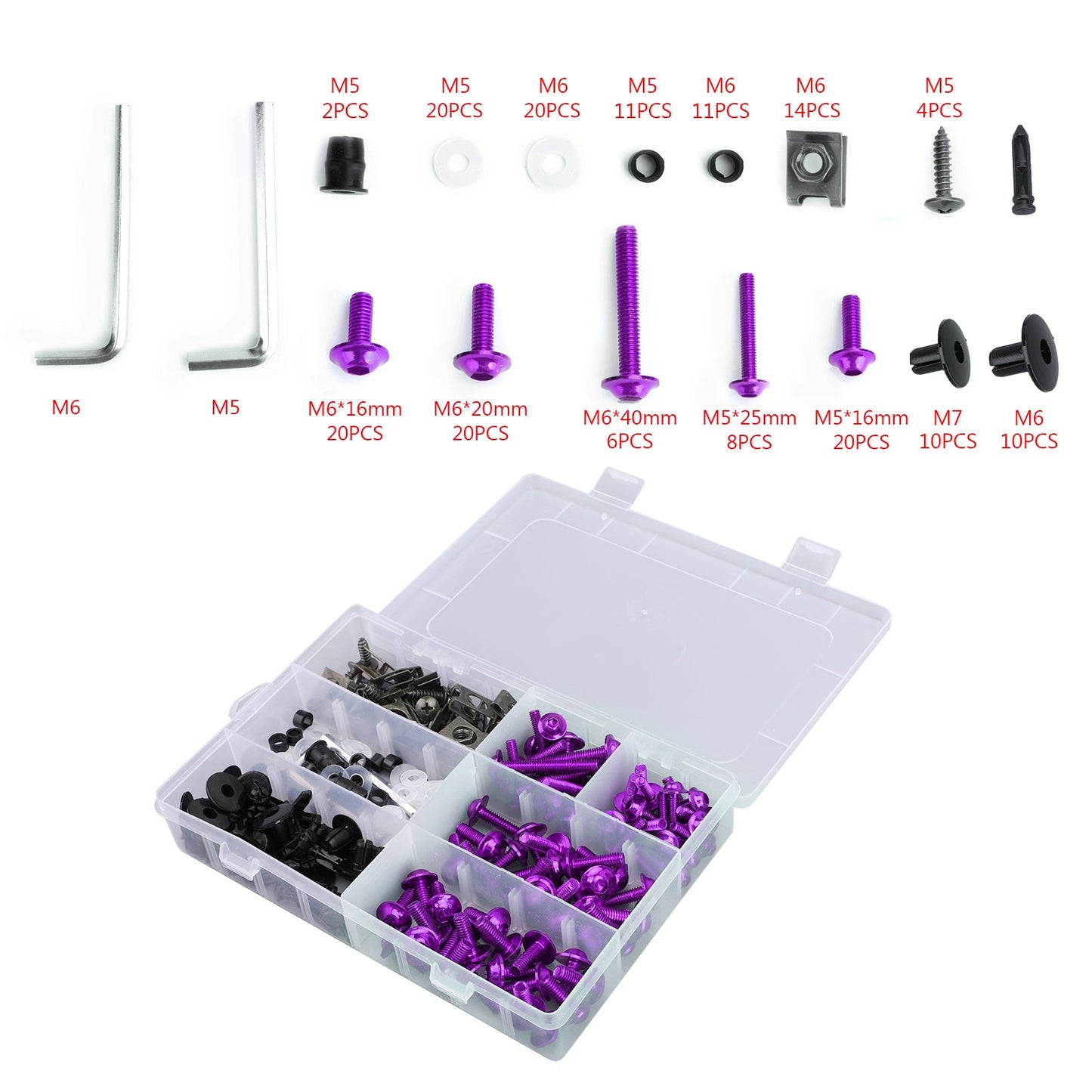 Purple Fairing Bolts Screws Bodywork Kit For Yamaha YZF R6 R1 R3 R25 FZ07 FZ09