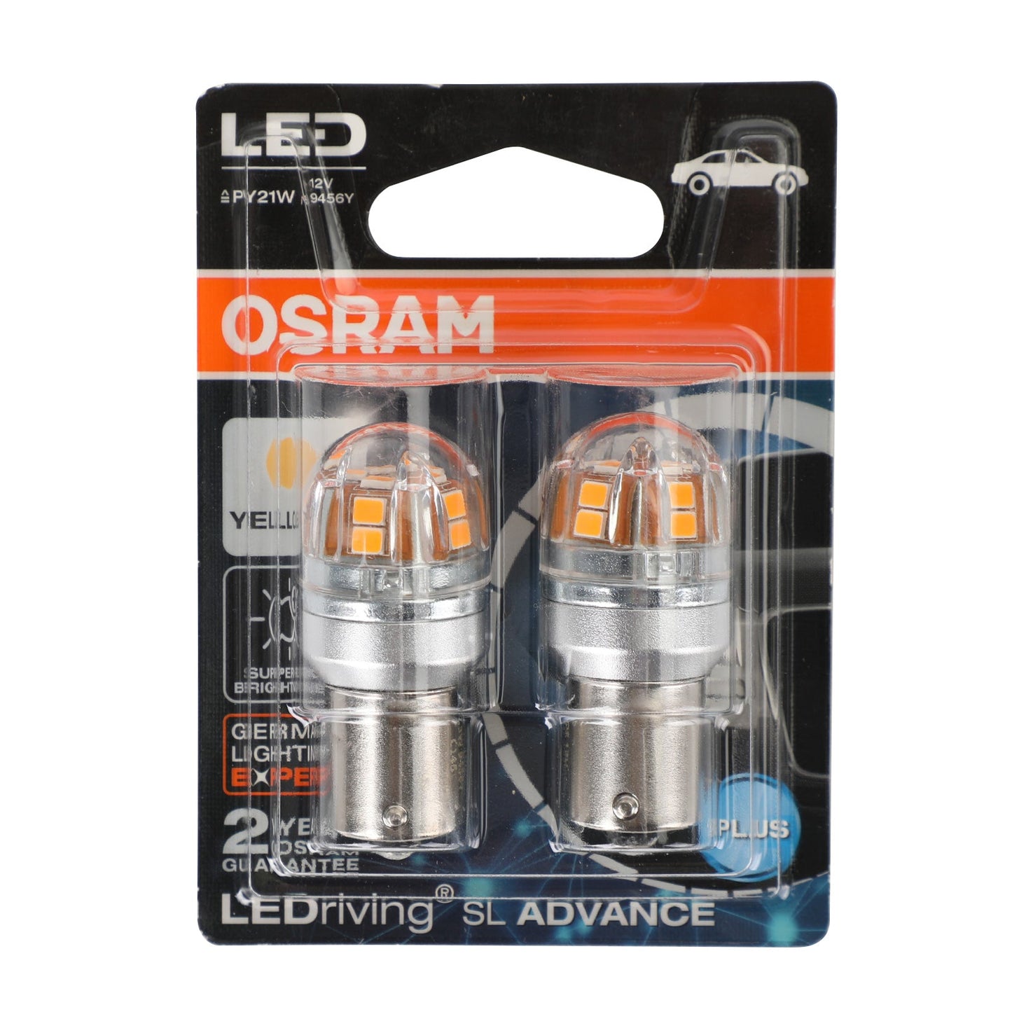 2x For OSRAM 9456Y Car Auxiliary Bulbs LED PY21W 12V2.5W BAU15s