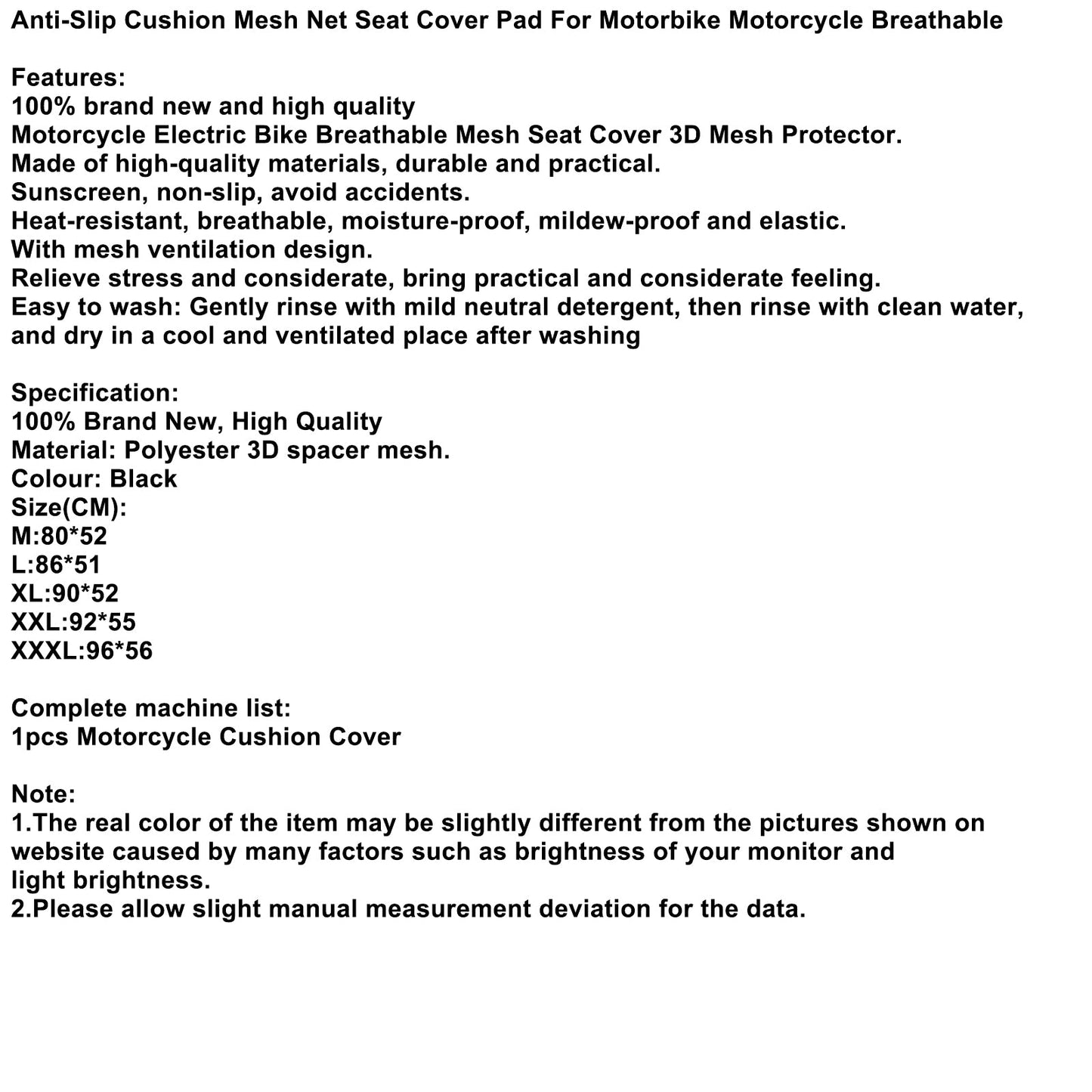 Heat-Resistant Net Seat Mesh Cover Universal Xxl Fits For Motorcycle Scooter