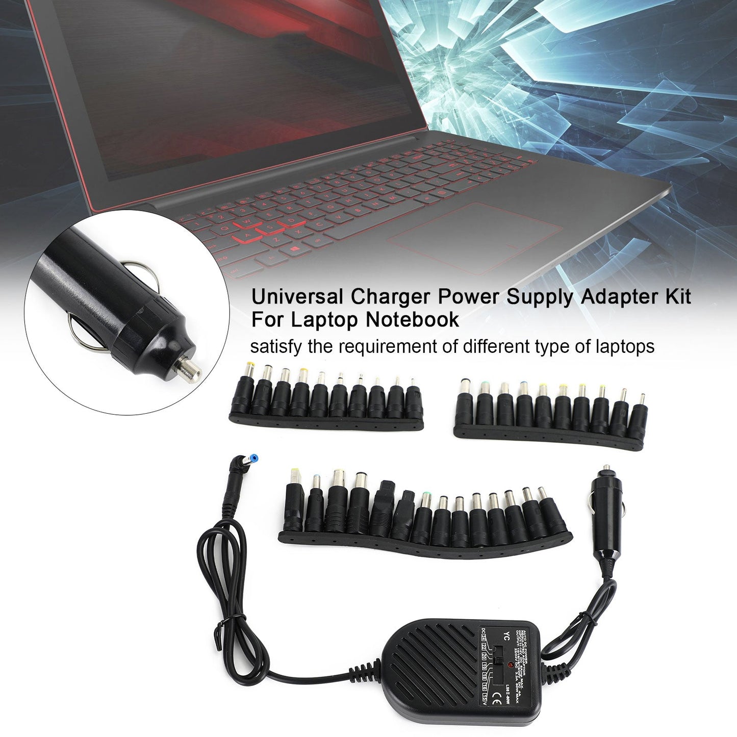 12V 80W Laptop Car Charger Travel Adapter 34 Tips Universal For Laptop Notebook