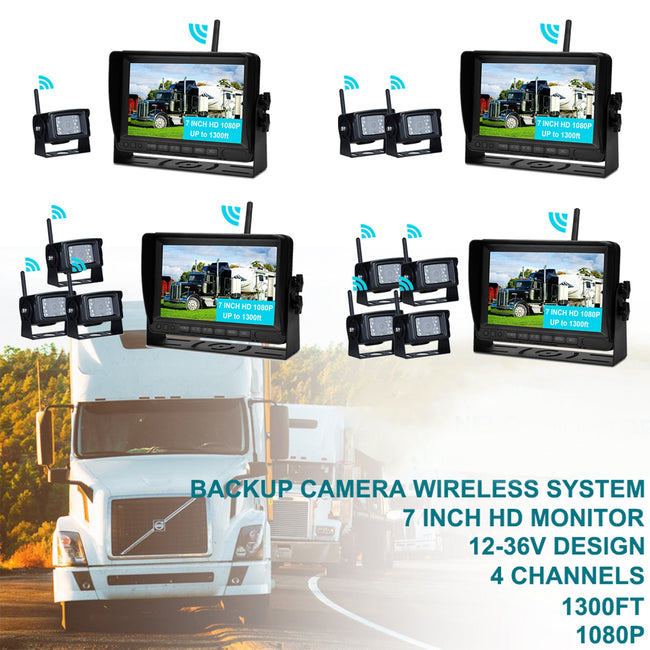 7 inch Display Wireless AHD 1080P Rear View Backup Camera Kit for Truck Trailer