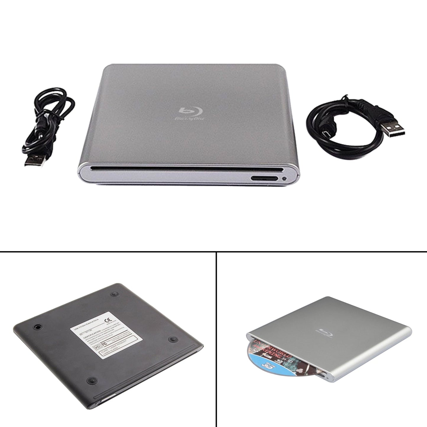 Ultra-Thin Dvd Rw Cd External Optical Drive Portable Type-C Usb Laptop Pc Blk