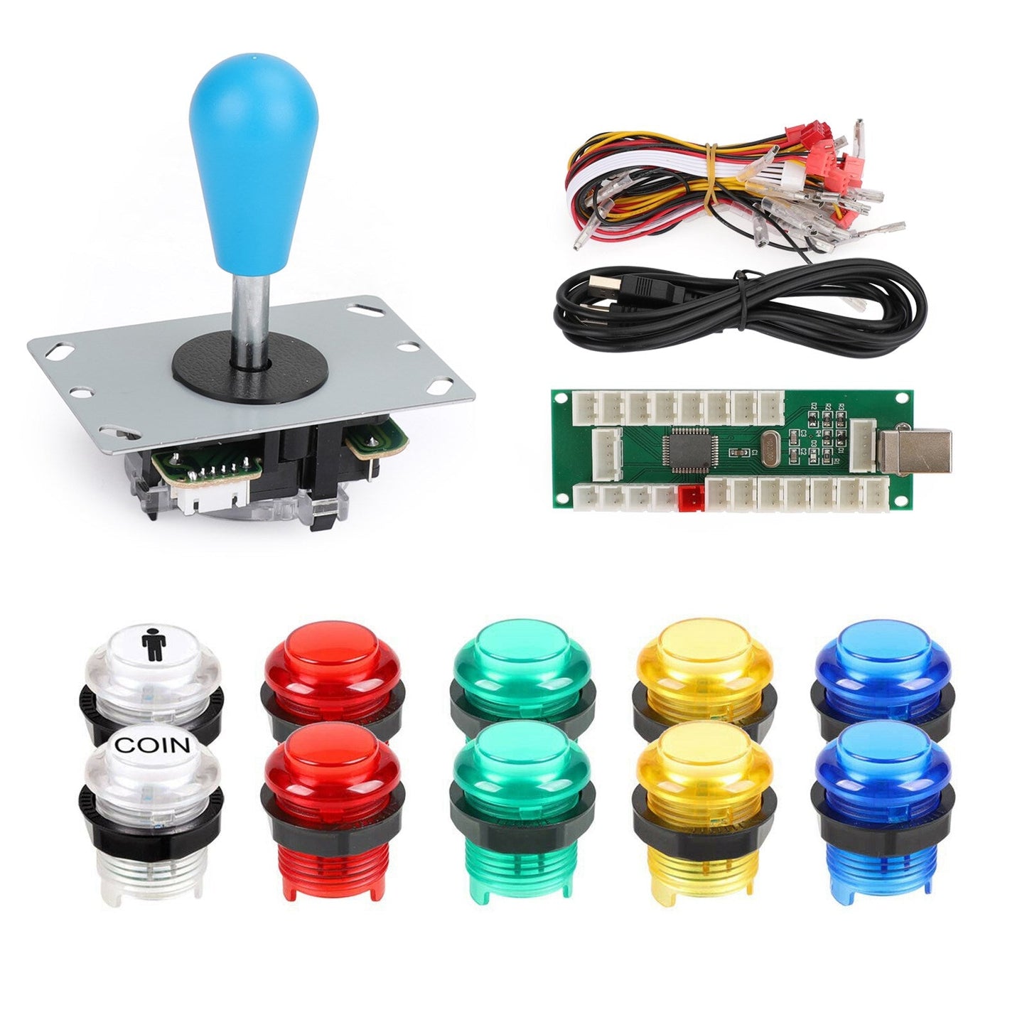 Arcade 1 Player DIY Kit 5V LED Buttons for Arcade PC Games Mame Raspberry pi