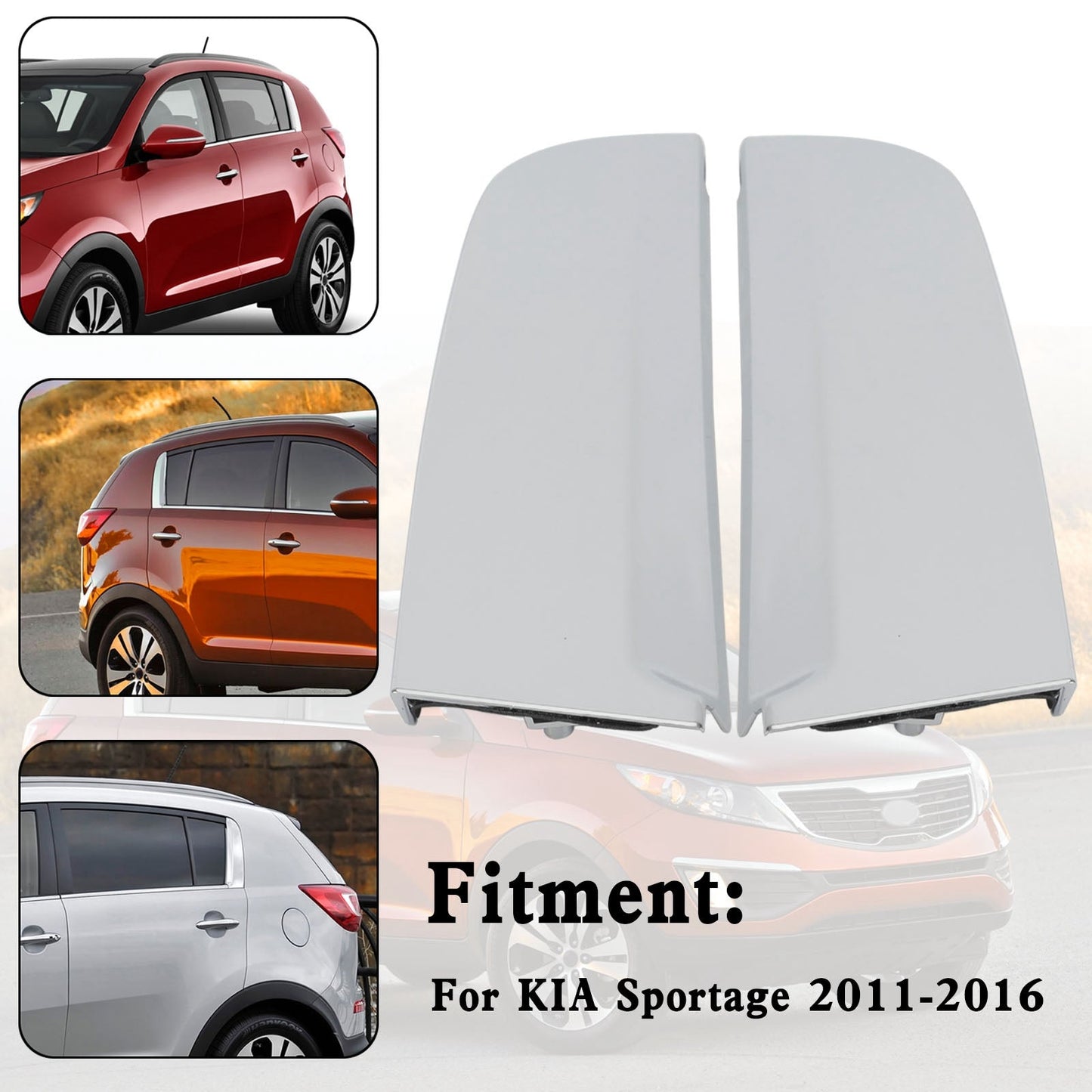 2x Black C Pillar Rear Door Cover Exterior Molding Trim For KIA Sportage 11-2016