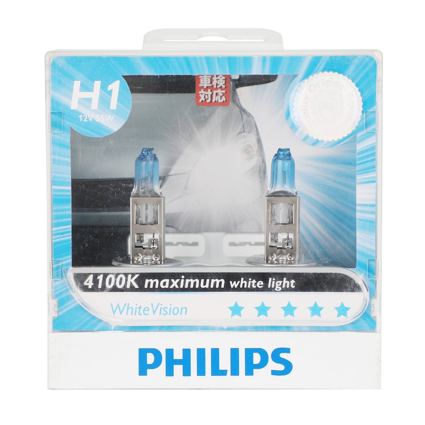 For Philips 12258WHVS2 WhiteVision Headlight H1 12V55W 4100K +40%