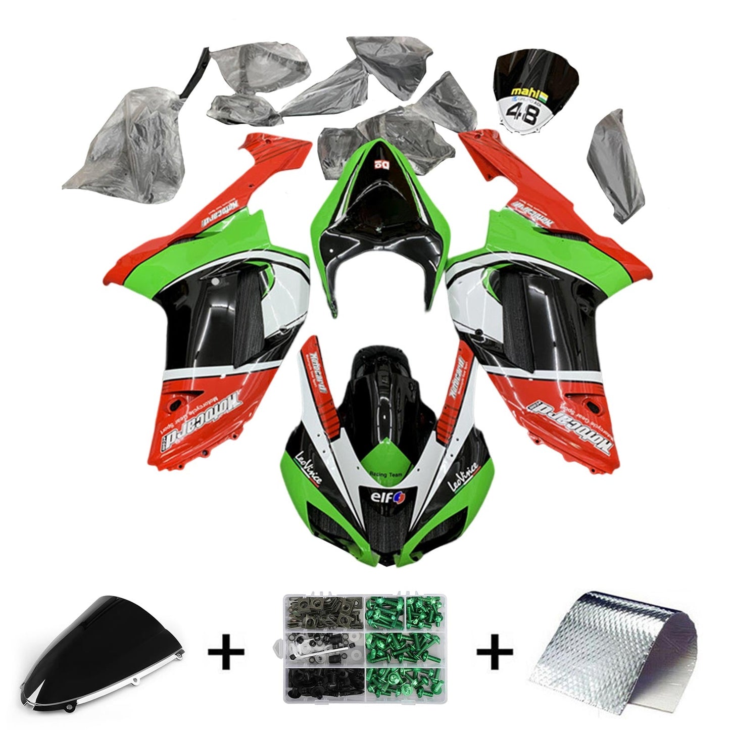 2007-2008 Kawasaki ZX6R 636 Fairing Kit Bodywork Plastic ABS
