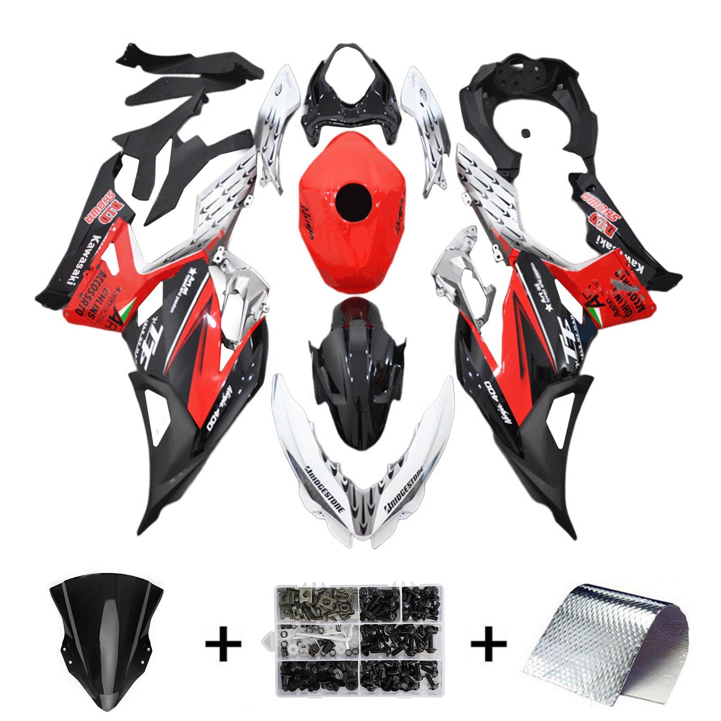 2018-2023=4 Kawasaki EX400 Ninja400 Fairing Kit Bodywork Plastic ABS