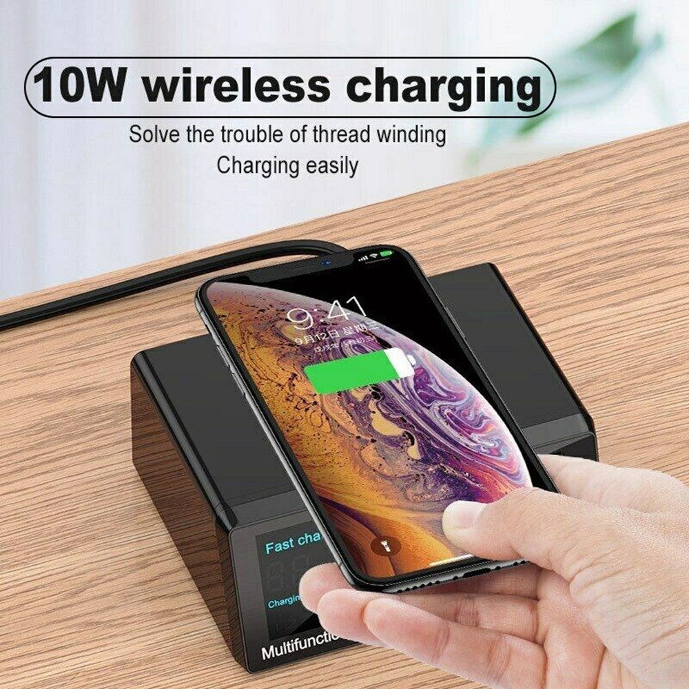 100W 8 Ports USB QC 3.0 Fast PD Quick Adapter Wireless Charging Station UK Plug