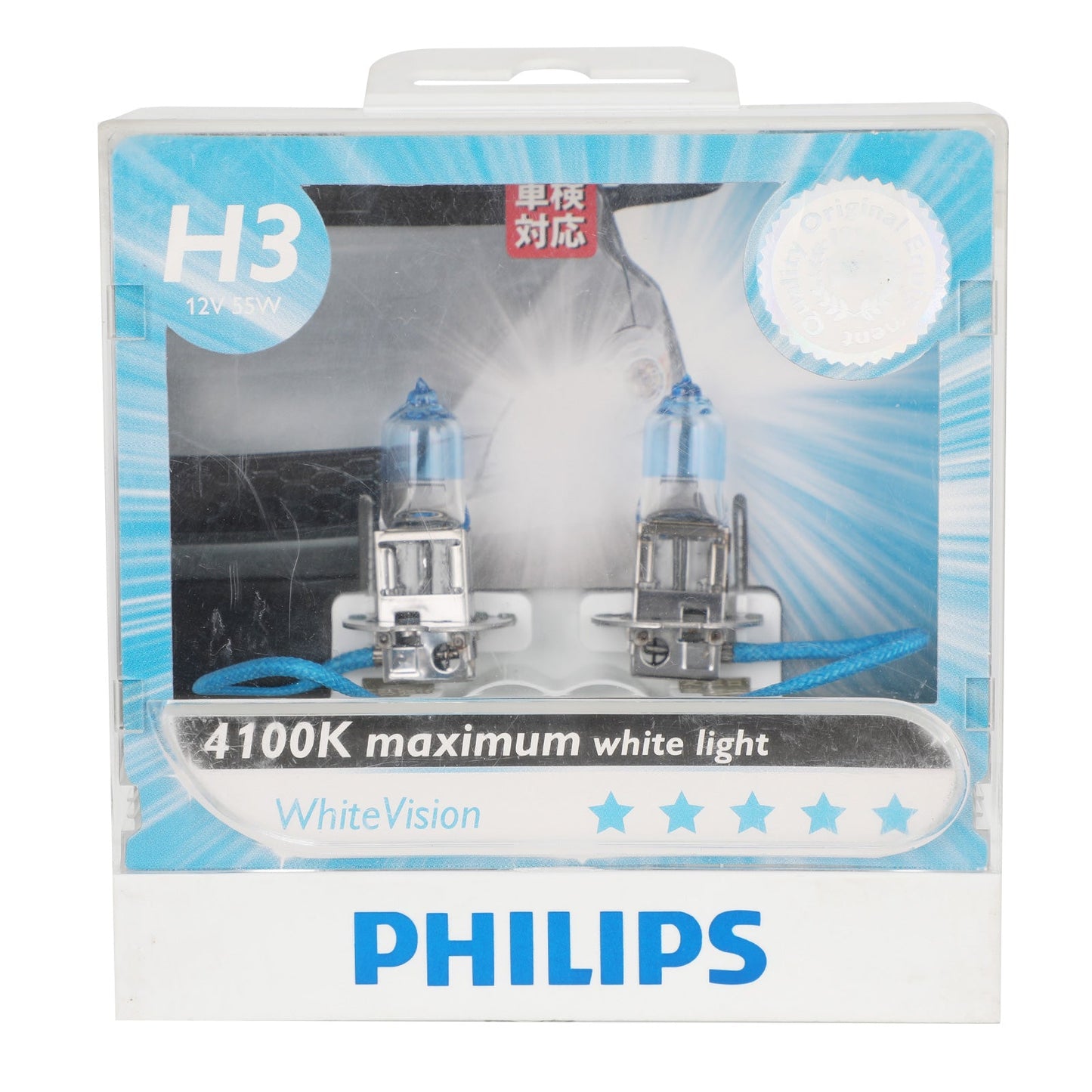 For Philips 12336WHVS2 WhiteVision Headlight H3 12V55W 4100K +40%