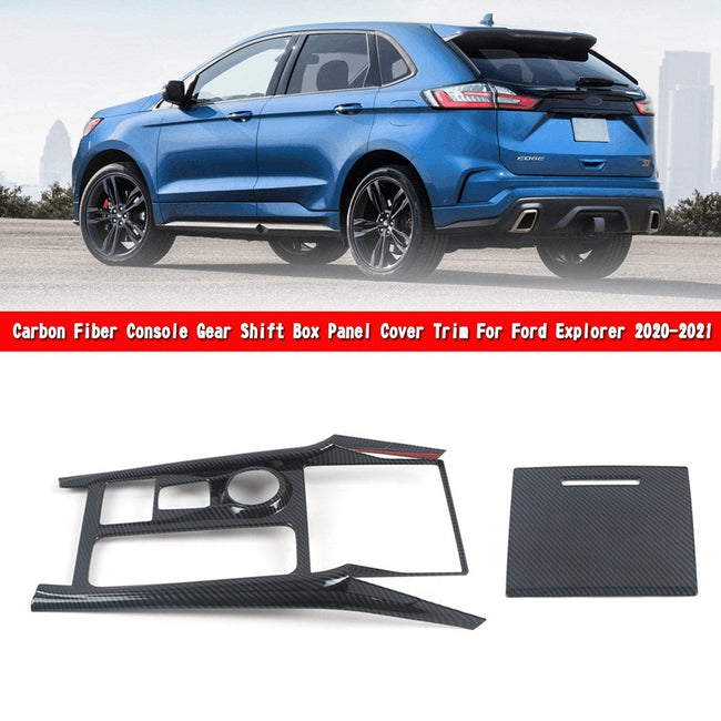 Carbon Fiber Console Gear Shift Box Panel Cover Trim For Ford Explorer 2020-2021