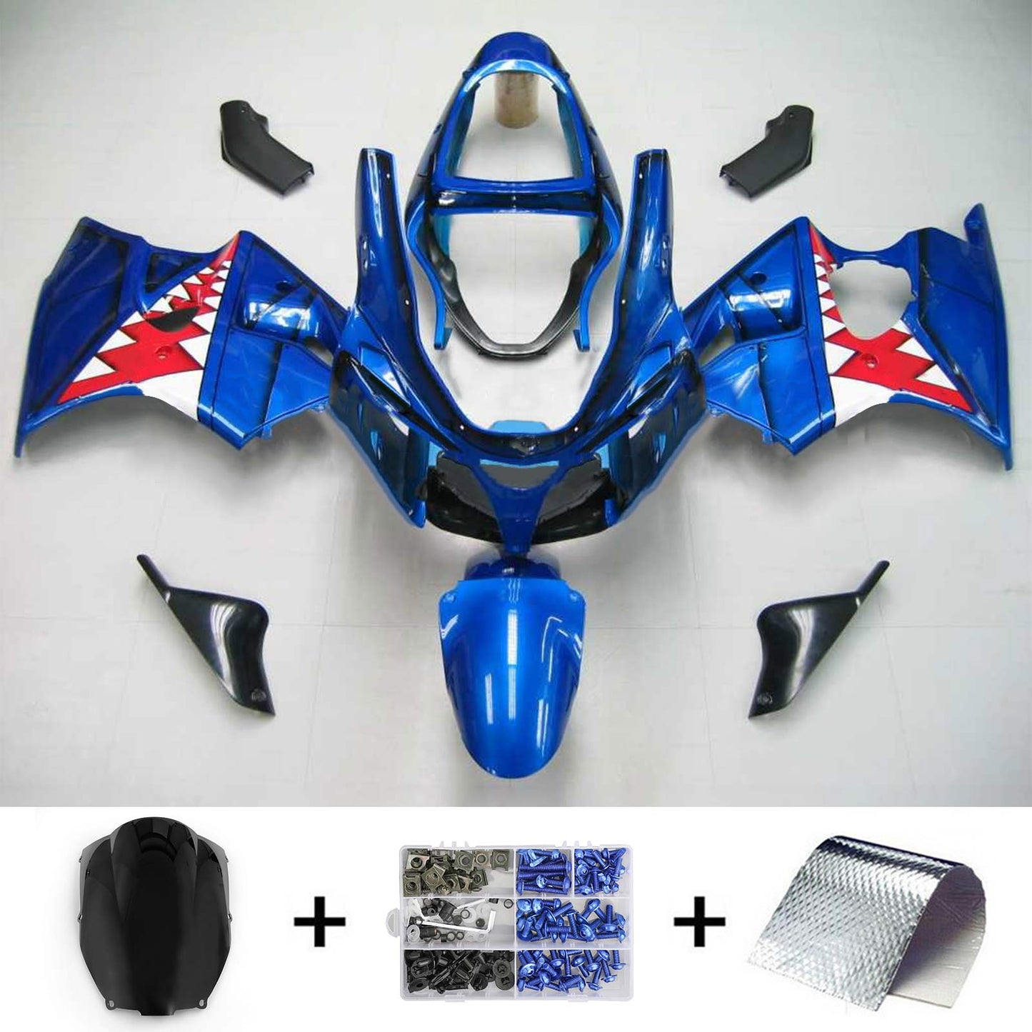 00-02 Kawasaki ZX6R 636 05-08 Kawasaki ZZR600 Amotopart Injection Fairing Kit Bodywork Plastic ABS #114