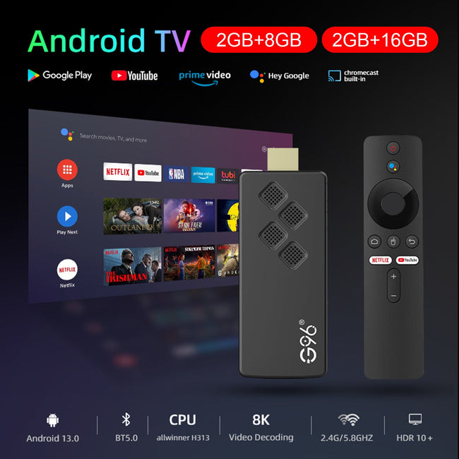G96 TV Stick Android13.0 Dual-Band Set-Top Box 4K Player Bluetooth Voice TV BOX