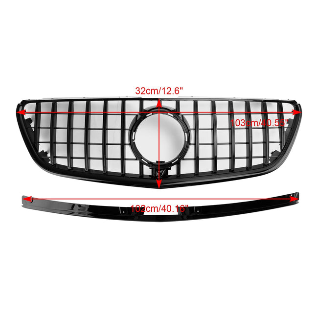 2015-2019 Mercedes Vito W447 GT Stlye Gloss Black Front Bumper Grill Grille