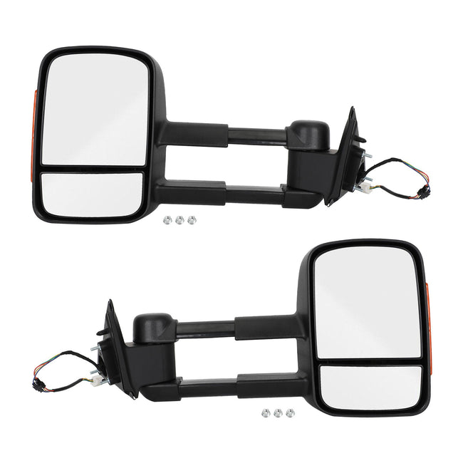 2015+ Nissan Navara NP300 Pair of Electric Extendable Towing Mirrors Black