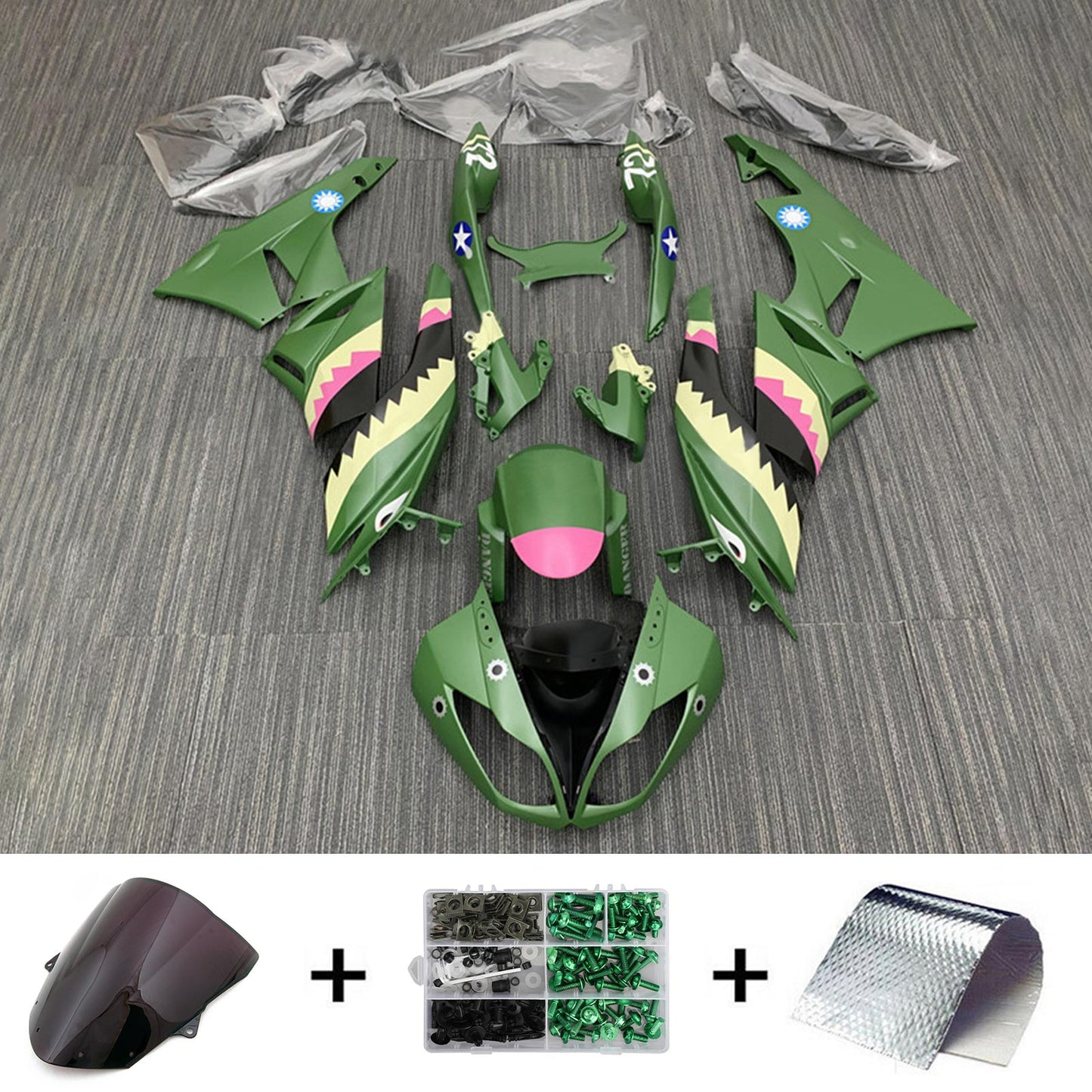 2009-2012 Kawasaki ZX6R 636 Injection Fairing Kit Bodywork Plastic ABS#158