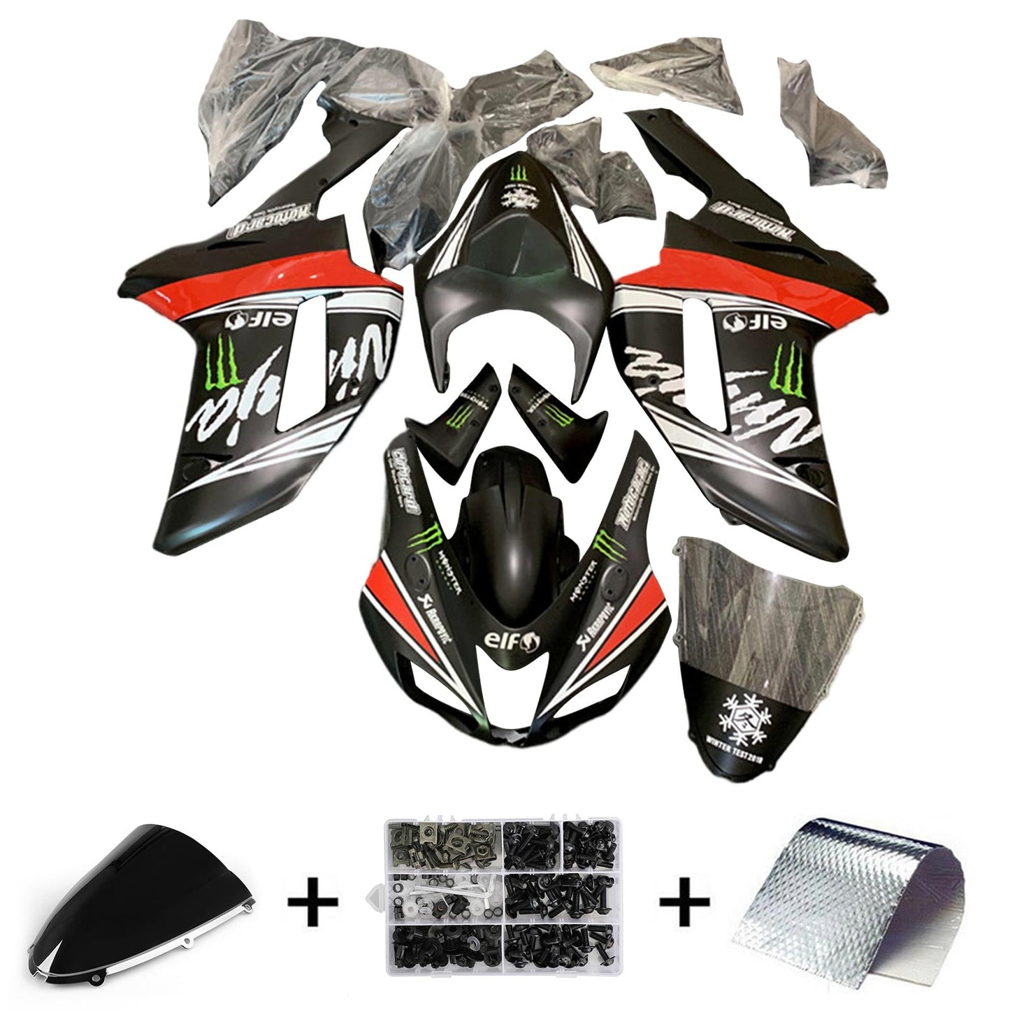 2007-2008 Kawasaki ZX6R 636 Fairing Kit Bodywork Plastic ABS
