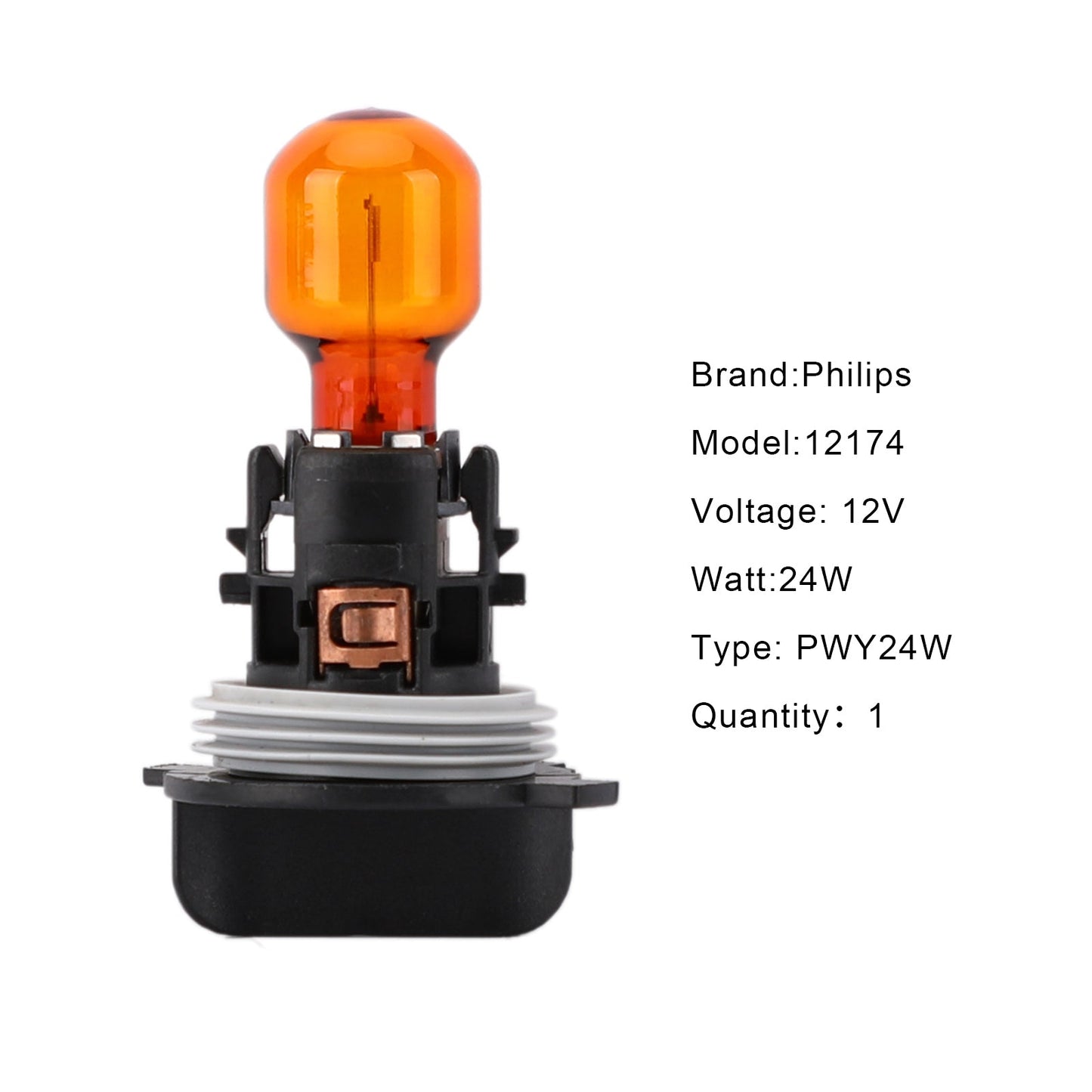 For Philips With Socket PWY24W 12174NA 12V24W Lamp Amber Bulb Turn Singal Light