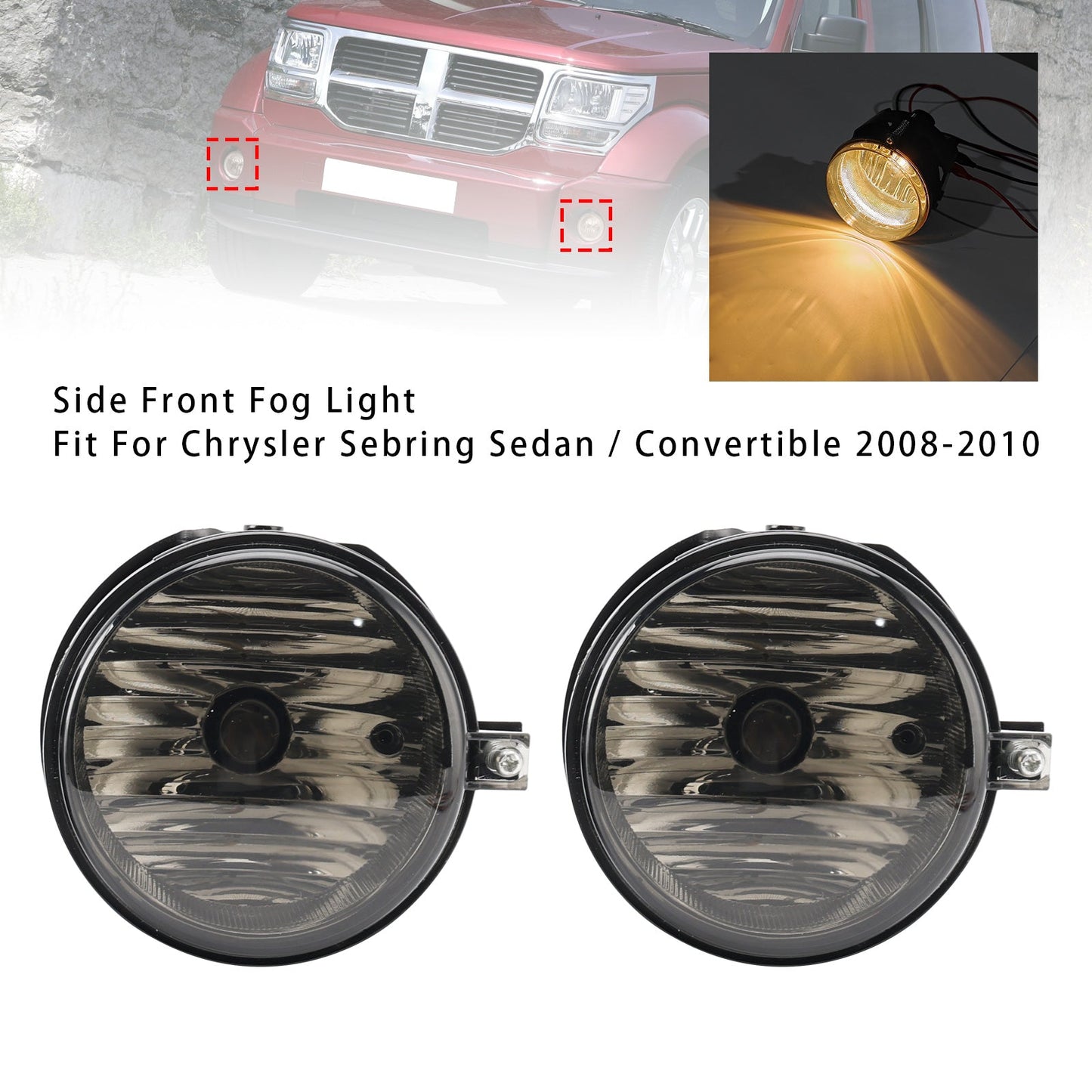 Pair Fog Lights For Dodge Chrysler Caliber Jeep Compass 4805857AA