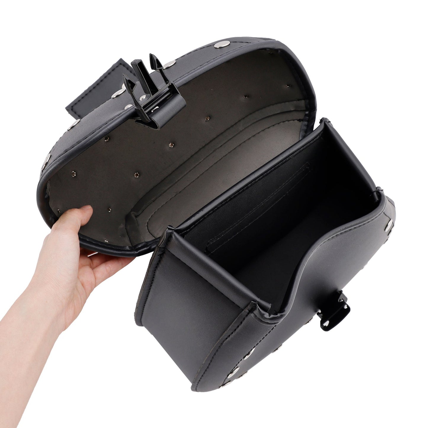 Universal Saddlebag Side Storage Tail Bag Pu Luggage Black 22L For Motorcycle