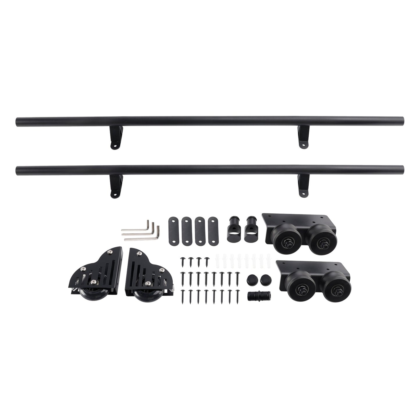 6.6FT Round Tube Rolling Library Sliding Ladder Hardware Kit with Brake