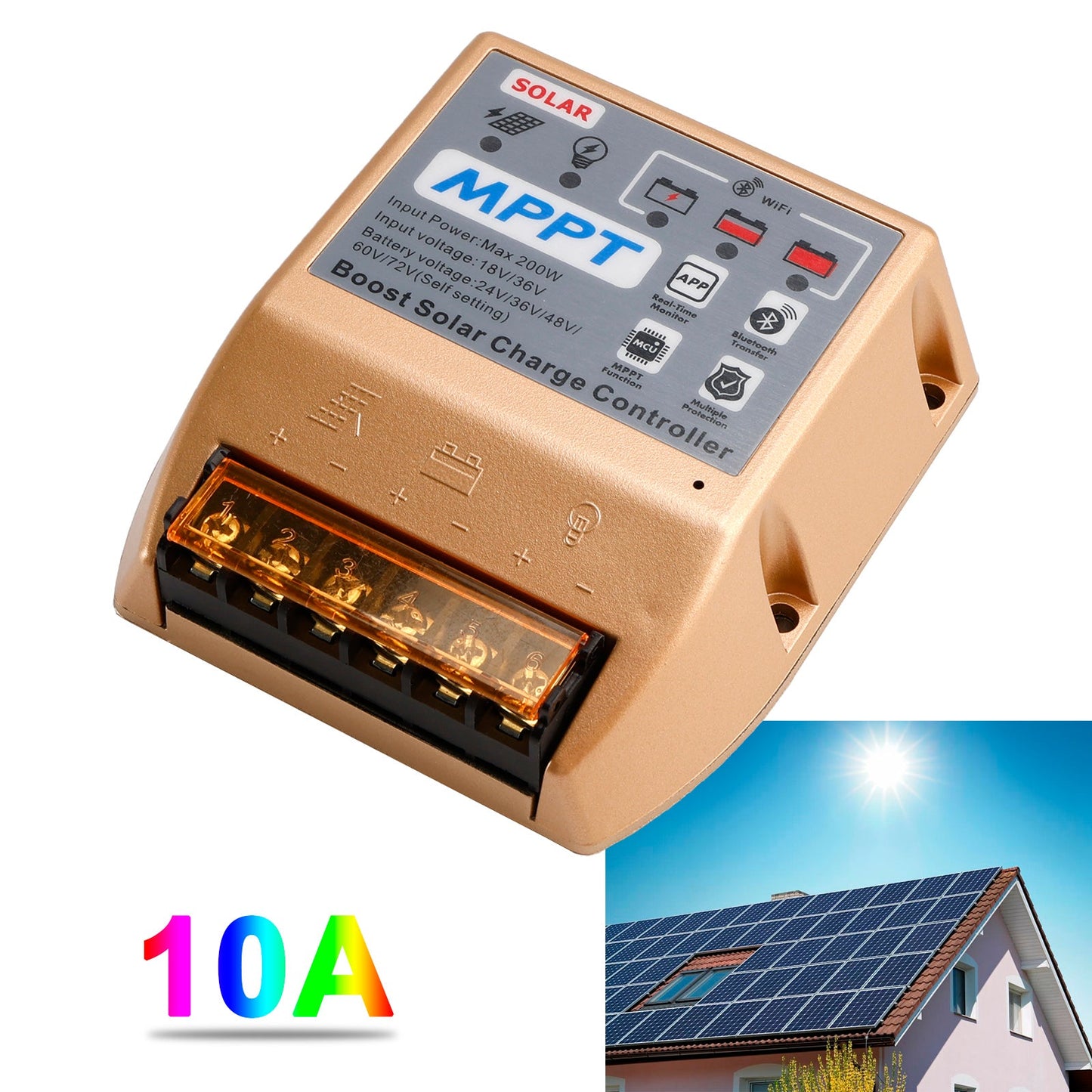 10A/20A/30A Boost MPPT Solar Controller 24V36V48V60V72V Mobile APP Smart Control