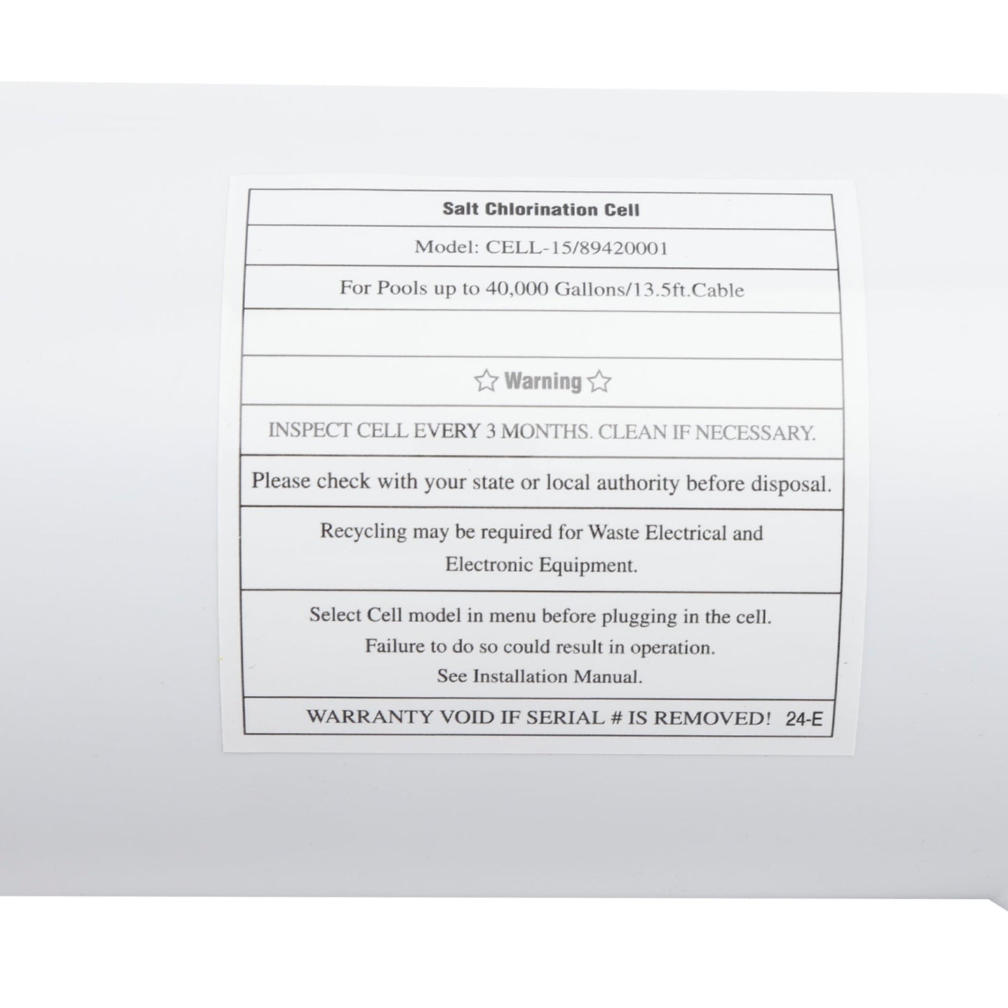 W3T-CELL-15 TurboCell Salt Chlorination Cell Fit for Hayward up to 40 000 Gallons