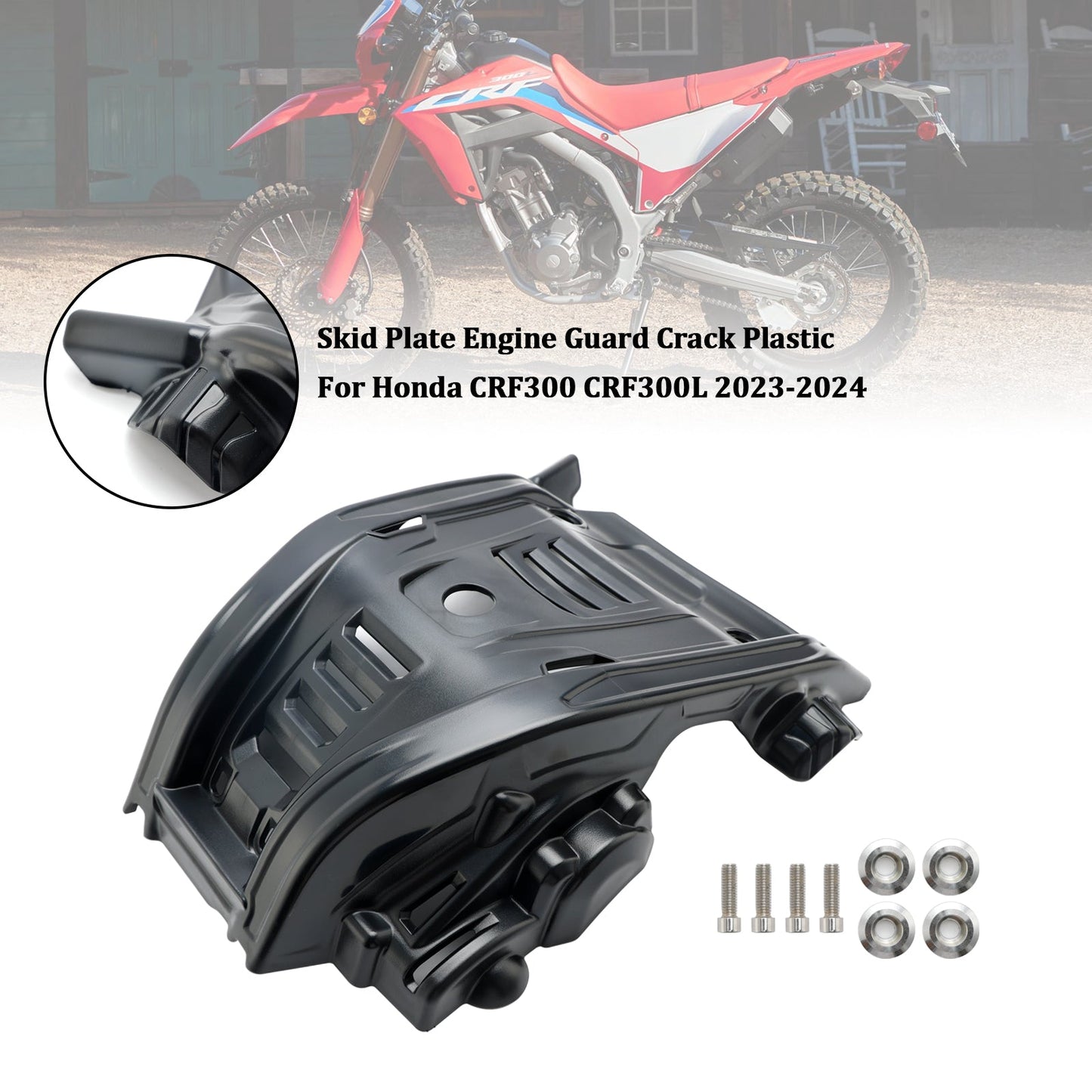 2023-2024 Honda CRF300 CRF300L Skid Plate Engine Guard Crack Plastic