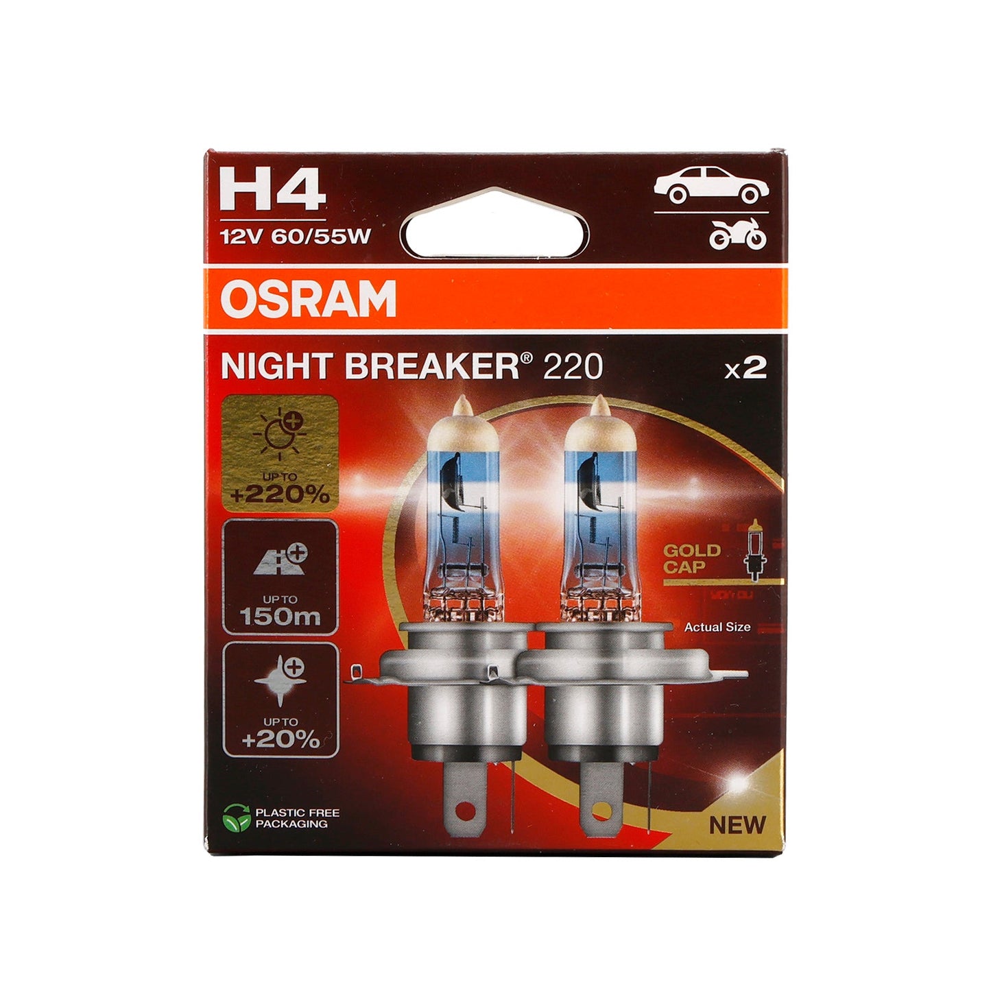 2PCS Car Lamp Night Breaker H4 64193NB220 12V 60/55W For OSRAM