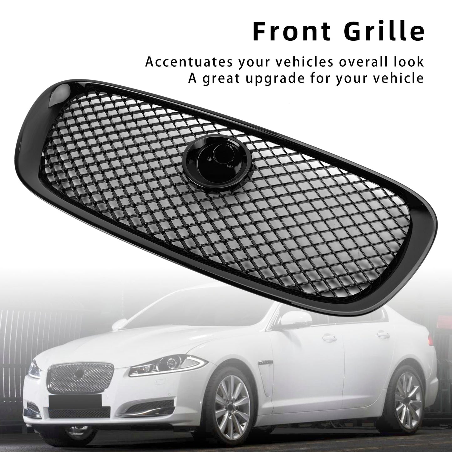 2008-2011 Jaguar XF XF-R Style Front Bumper Grill Grille Gloss Black