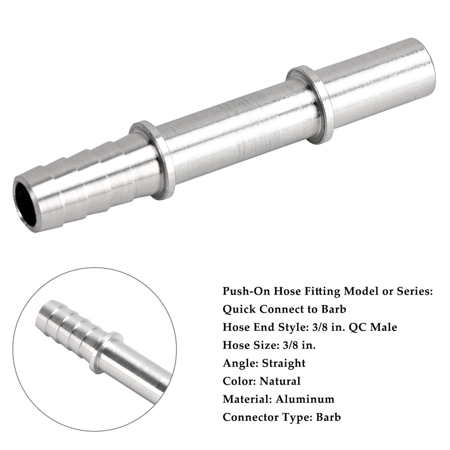 Quick Connect 3/8 Fuel Rail Hose To 3/8 Barb Adapter Fitting AN817-02-06BA
