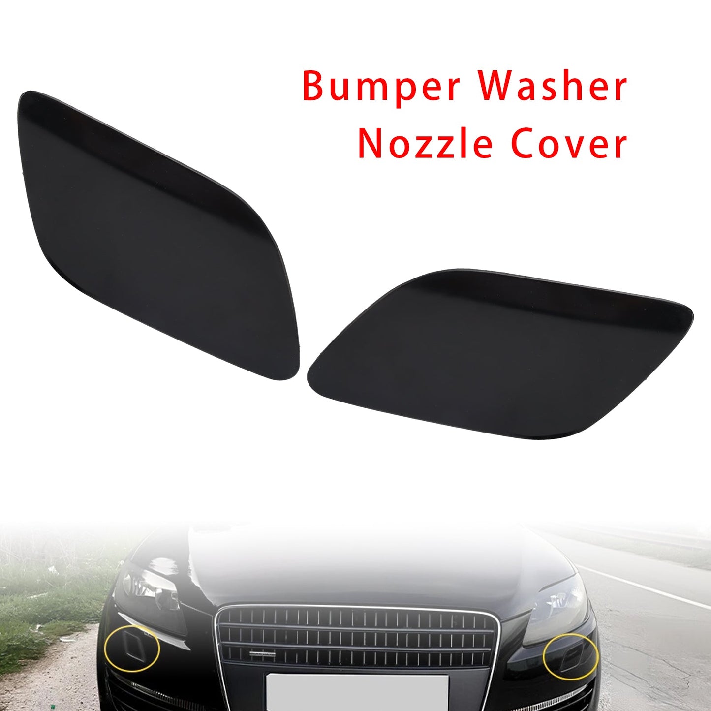 Left+Right Front Bumper Headlight Washer Cover Nozzle Cap For Audi Q7 2010-2015