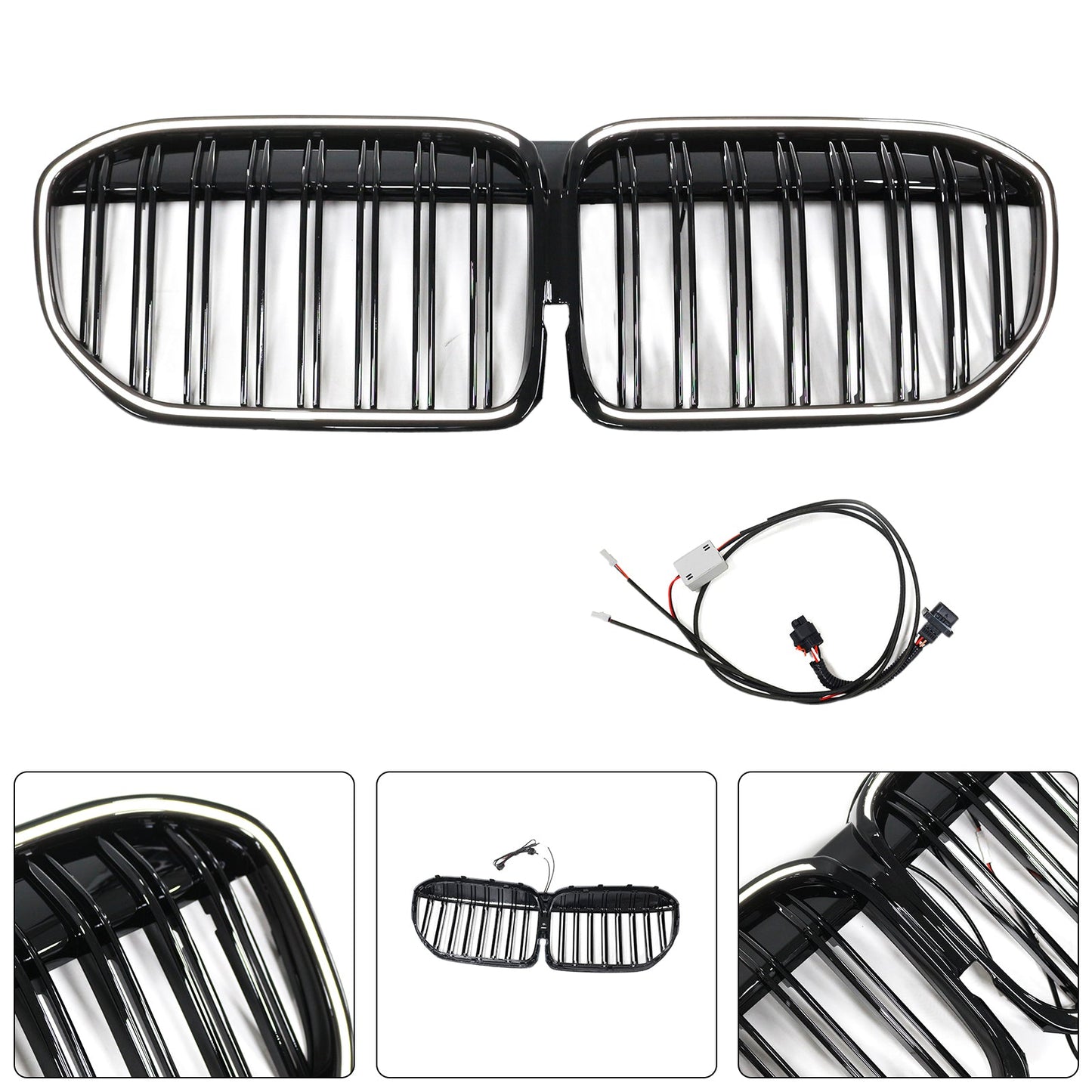 2019-2022 BMW 7 Series G11 G12 Double Slat Gloss Black Front Grill Grille