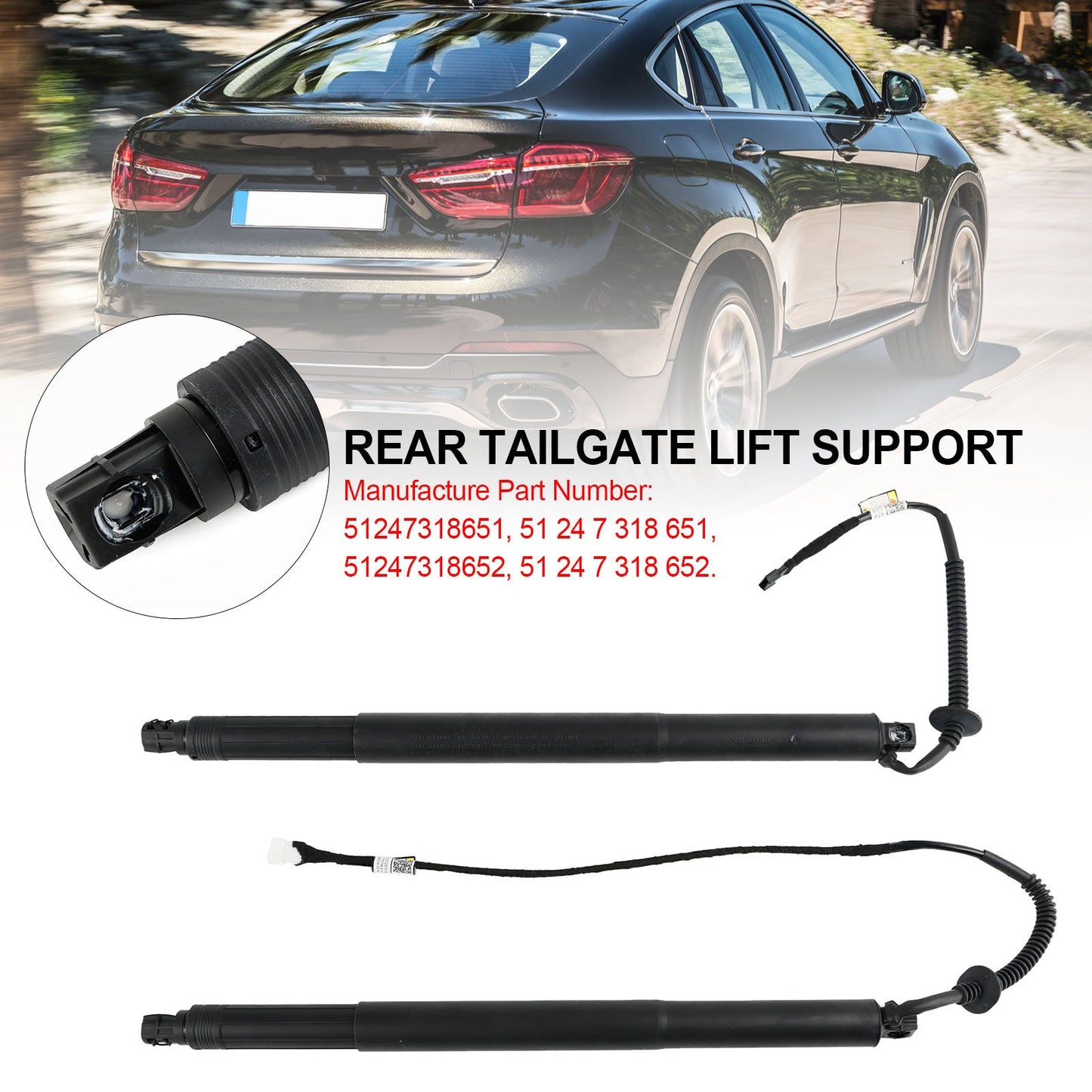 2014-2019 BMW X6 F16 F86 SUV xDrive 40d 2993ccm 313HP 230KW (Diesel) 2PCS Tailgate Power Lift Support 51247318651