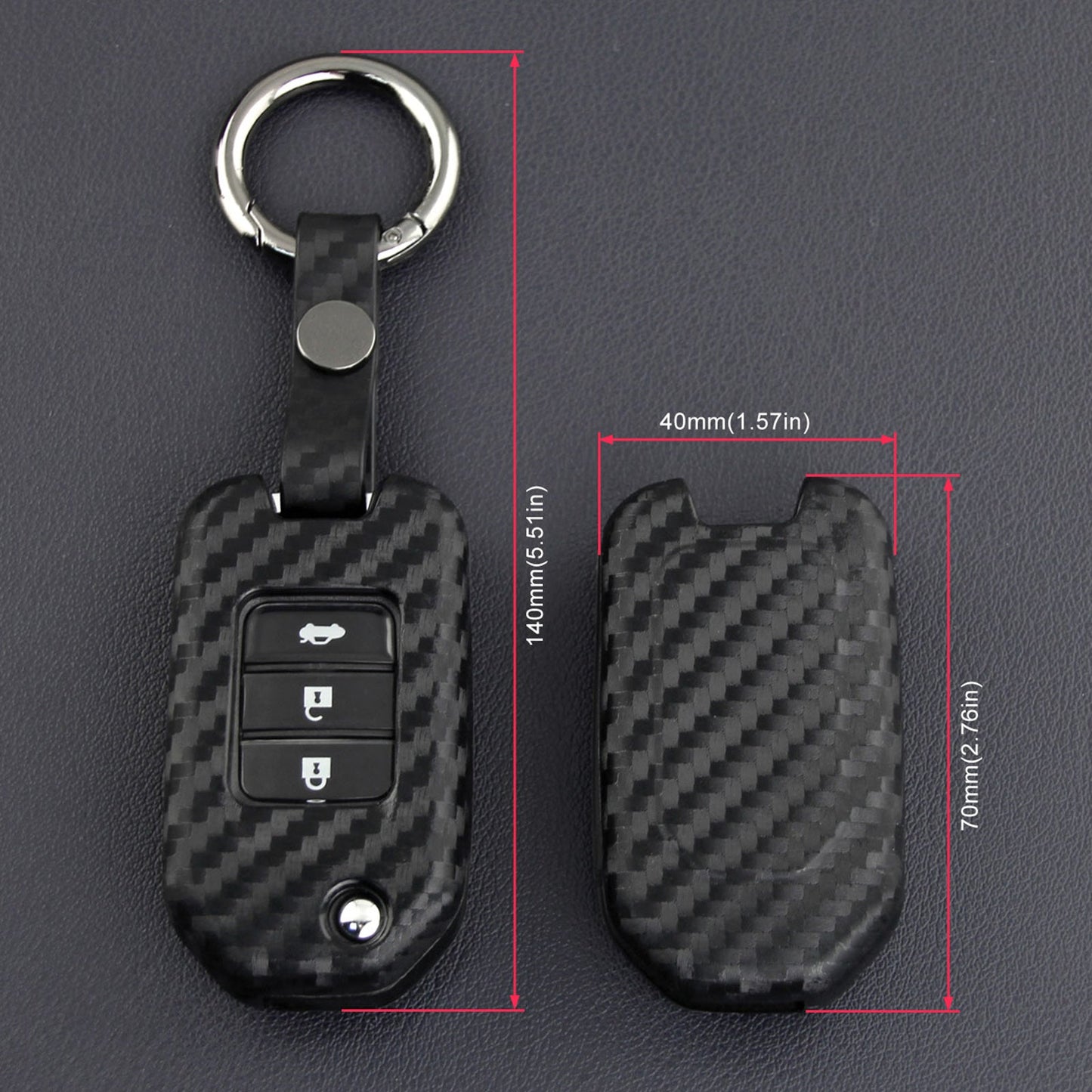 Leather Silicone Car Key Case Cover With Buckle For Honda Accord