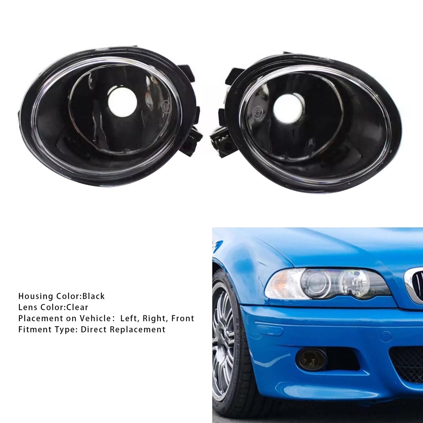 Pair Front Fog Light Lamps Without Bulbs For BMW E46 3 Series 2001-2006