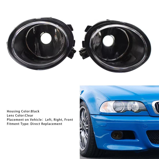 Pair Front Fog Light Lamps Without Bulbs For BMW E46 3 Series 2001-2006