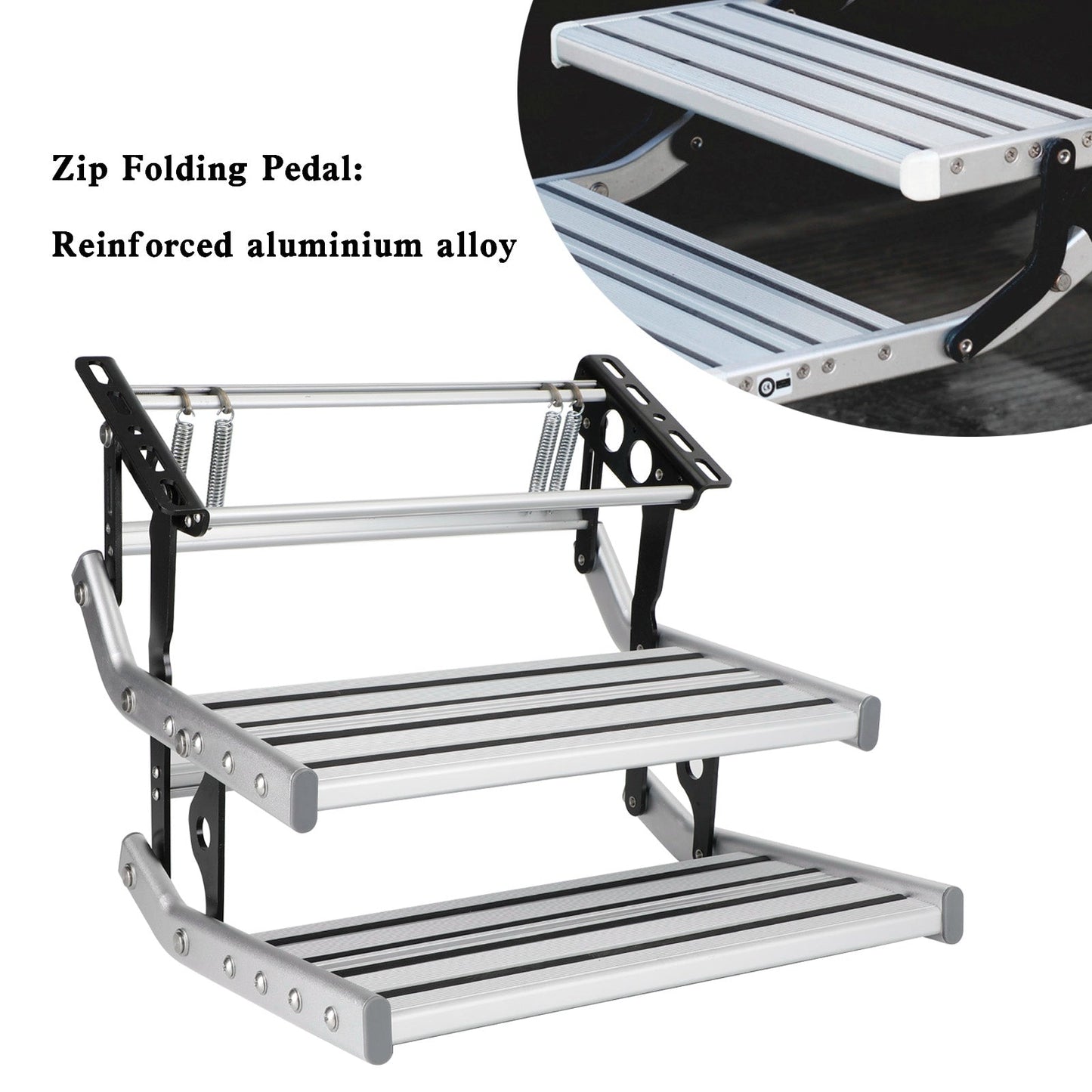 Aluminum Folding Caravan Steps Manual Double Pull Out Drop Down For Motorhome RV Campervan