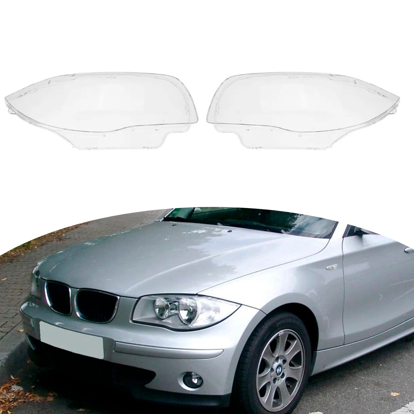 2003-2011 BMW 1-Series E81 E82 E87 E88 2PCS Front Headlight Glass Clear Cover 63126924486,