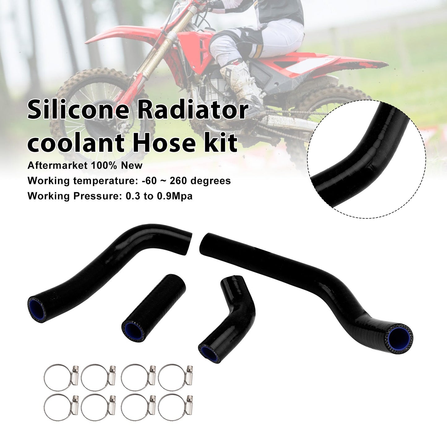 Silicone Radiator coolant Hose kit Fit For Honda CRF450R RX RWE 21-25