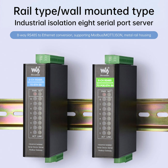 Industrial Isolated Serial Port Module Eight-Way RS485 to RJ45 Ethernet Gateway