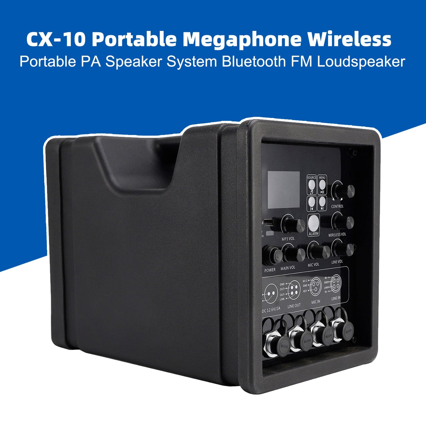 CX-10 Portable Megaphone Wireless Portable PA Speaker System Bluetooth FM Loudspeaker