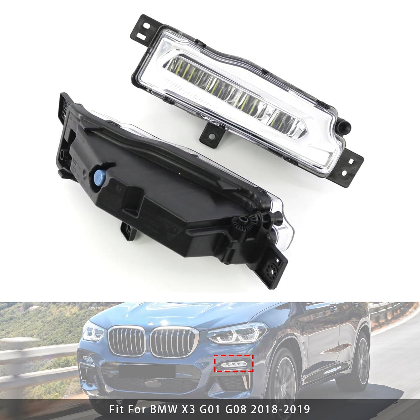 2018-2019 BMW X3 G01 G08 X4 G02 Pair LED Front Bumper Fog Lights 63177412528