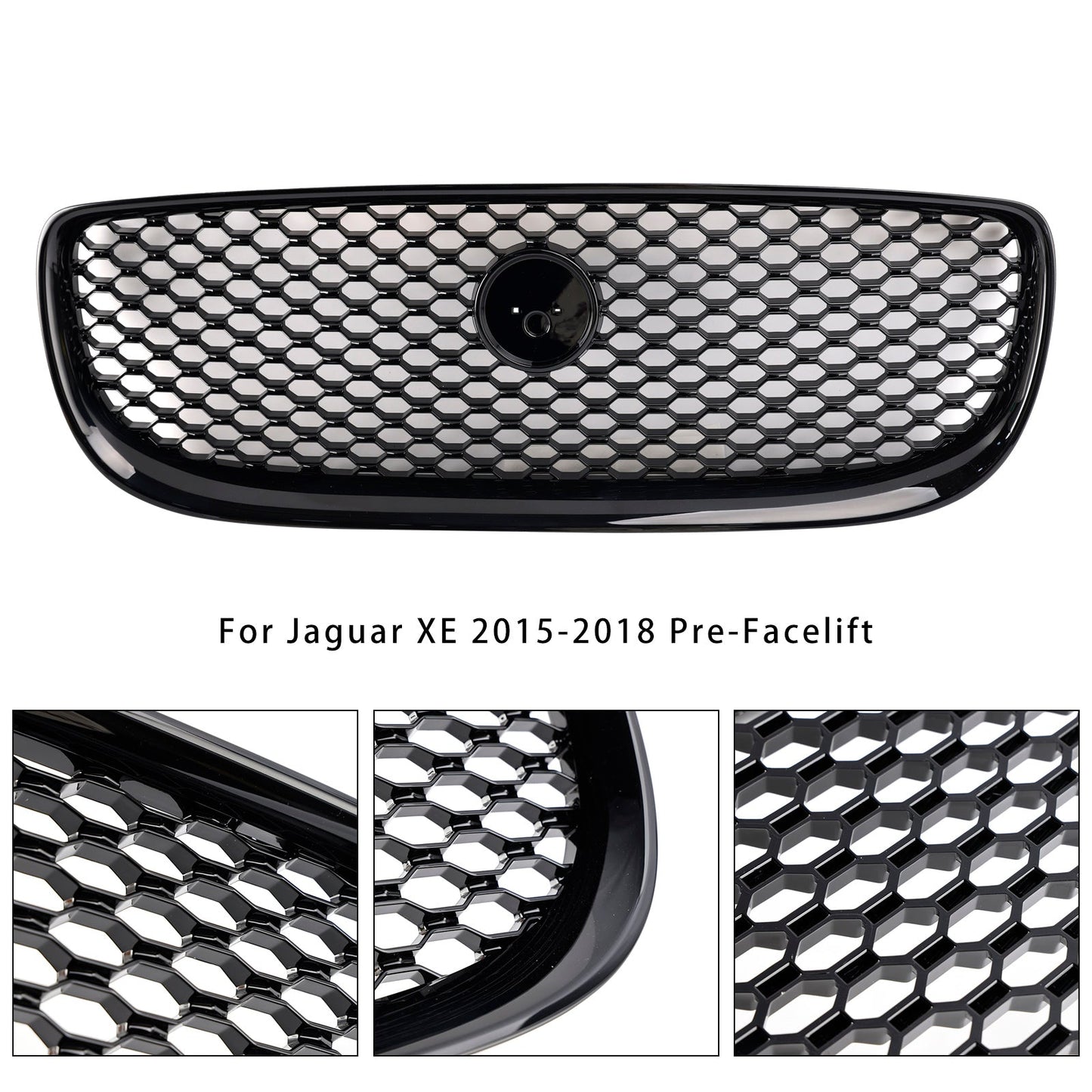 Gloss Black Honeycomb Front Bumper Grille Grill Fit Jaguar XE 2015-2018