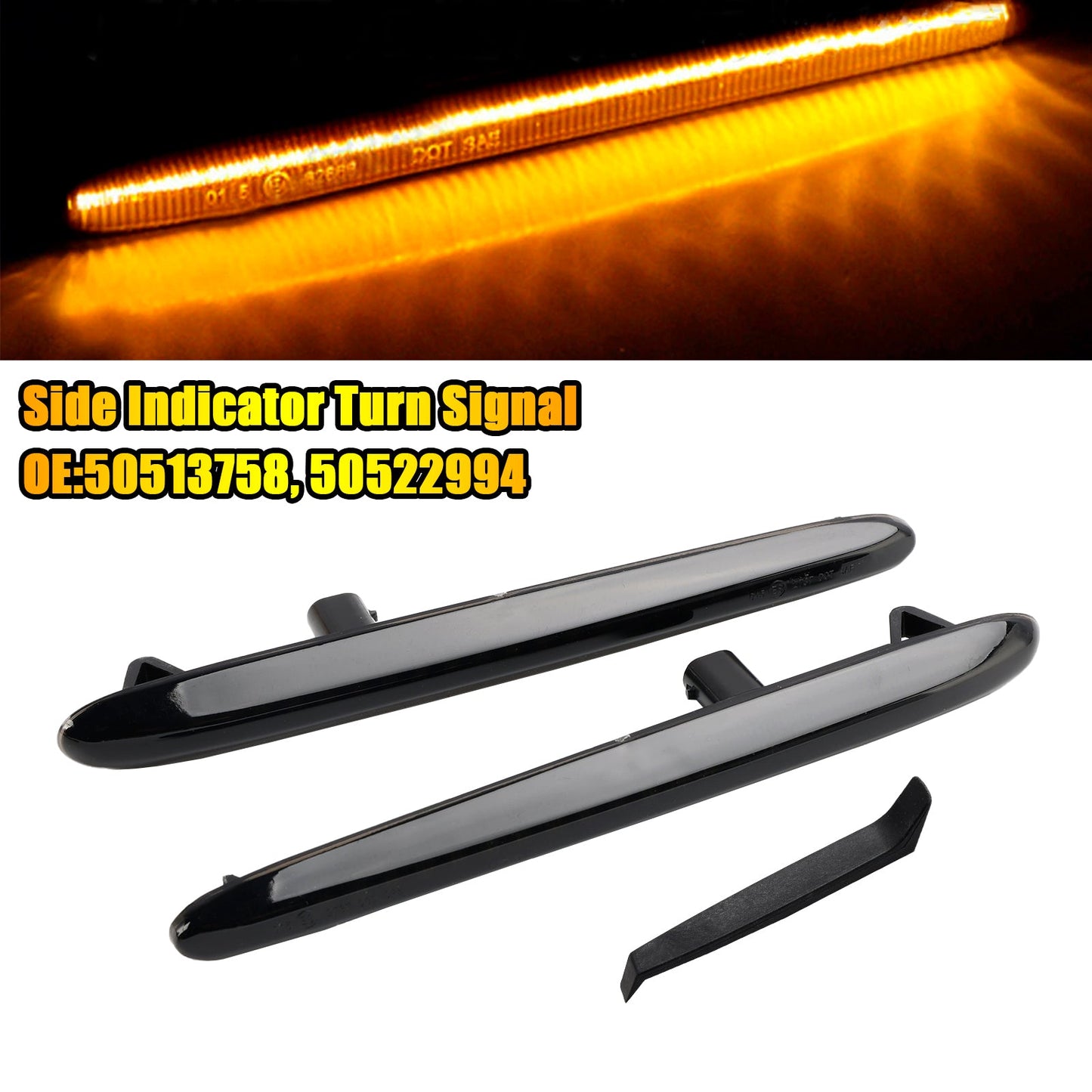 2010-2021 Alfa Romeo Giulietta Smoked LED Sequential Blinker Side Indicator Turn Signal 50513758 50522994